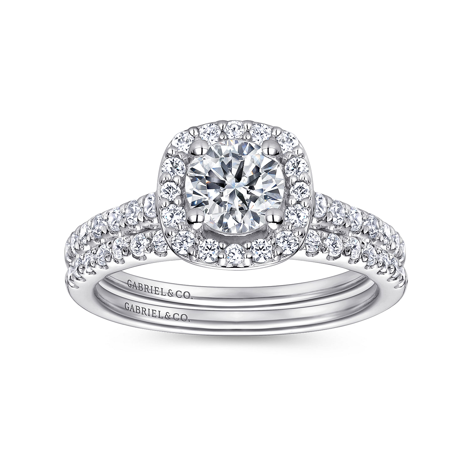 14k White Gold Diamond Halo Engagement Ring angle 4 14k White Gold Diamond Halo Engagement Ring angle 4