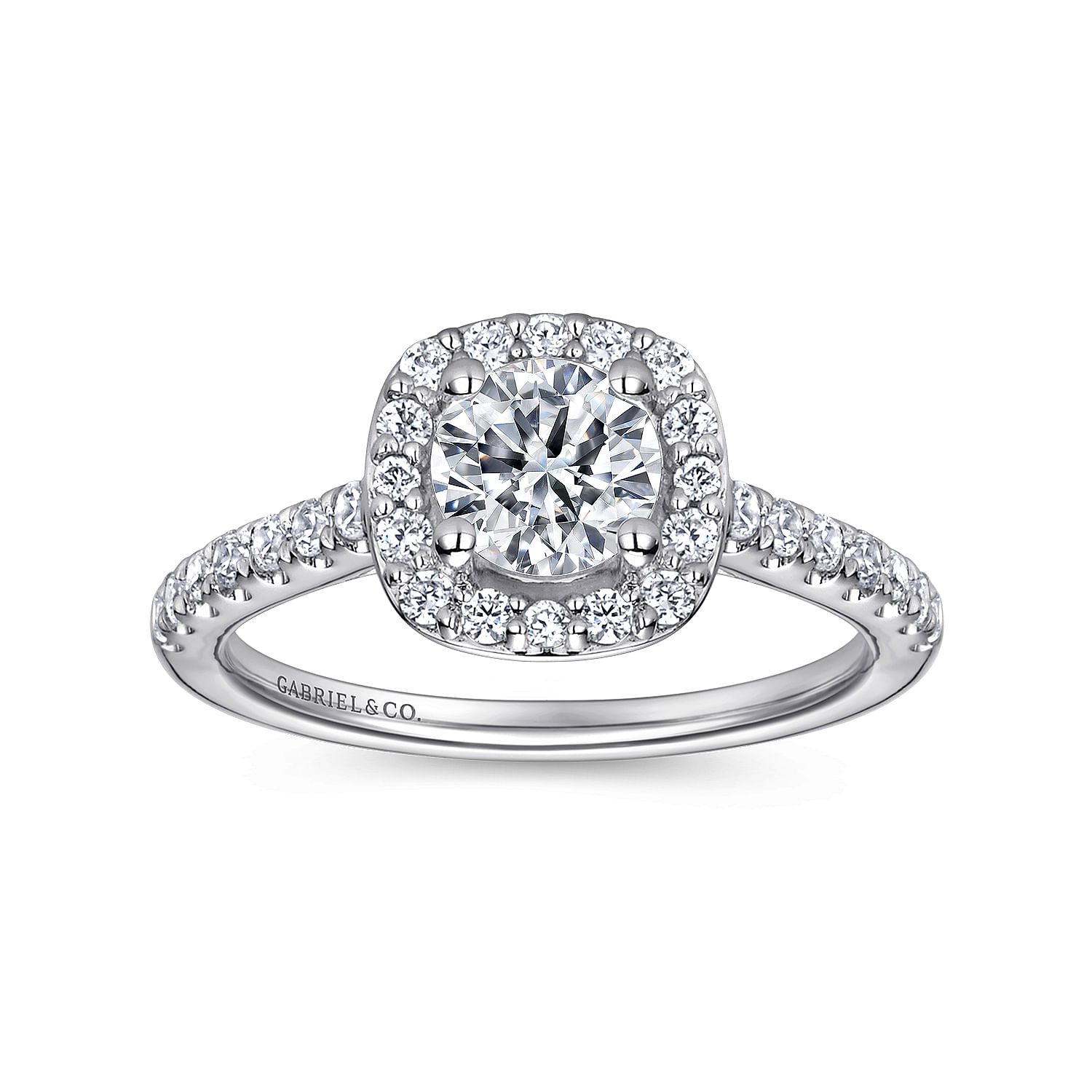 14k White Gold Diamond Halo Engagement Ring angle 5 14k White Gold Diamond Halo Engagement Ring angle 5