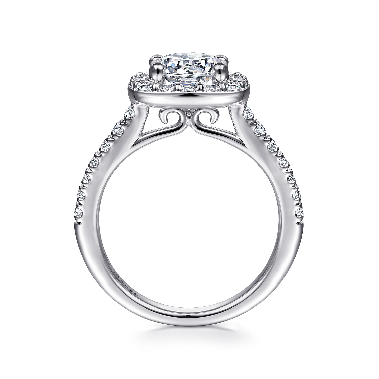 14k White Gold Diamond Halo Engagement Ring angle 2 14k White Gold Diamond Halo Engagement Ring angle 2