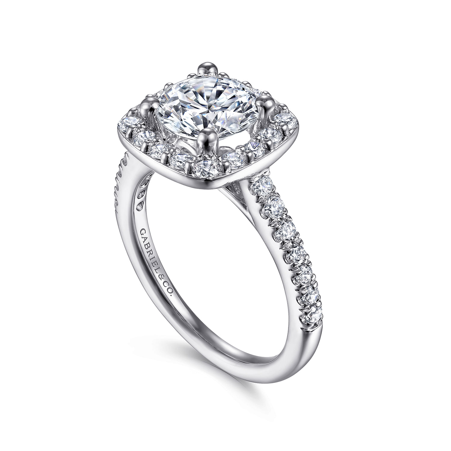 14k White Gold Diamond Halo Engagement Ring angle 3 14k White Gold Diamond Halo Engagement Ring angle 3