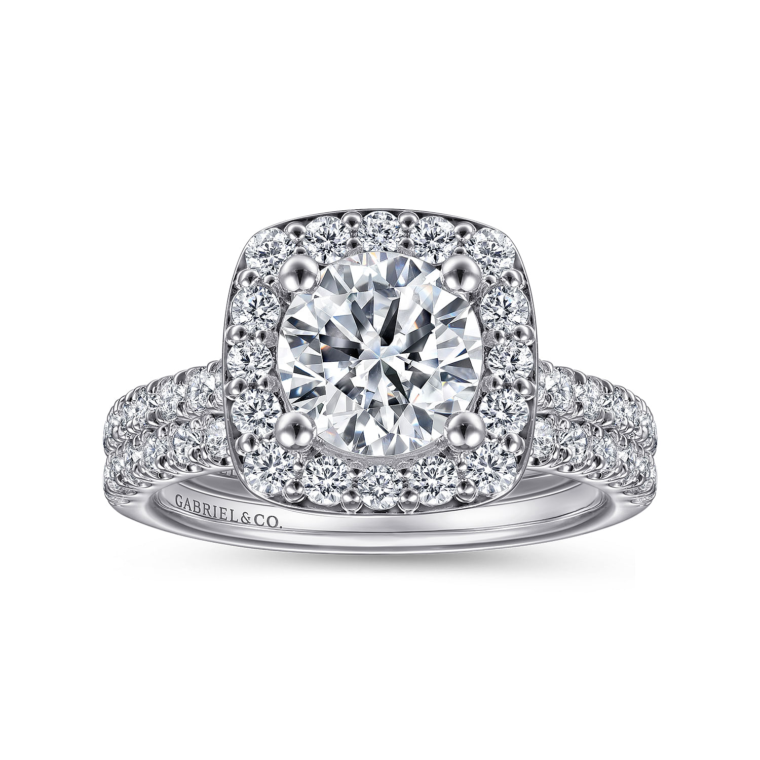 14k White Gold Diamond Halo Engagement Ring angle 4 14k White Gold Diamond Halo Engagement Ring angle 4