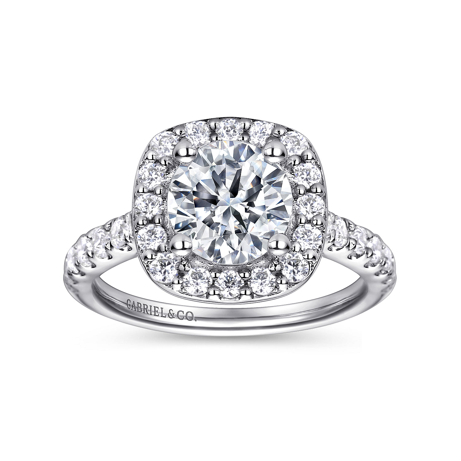 14k White Gold Diamond Halo Engagement Ring angle 5 14k White Gold Diamond Halo Engagement Ring angle 5