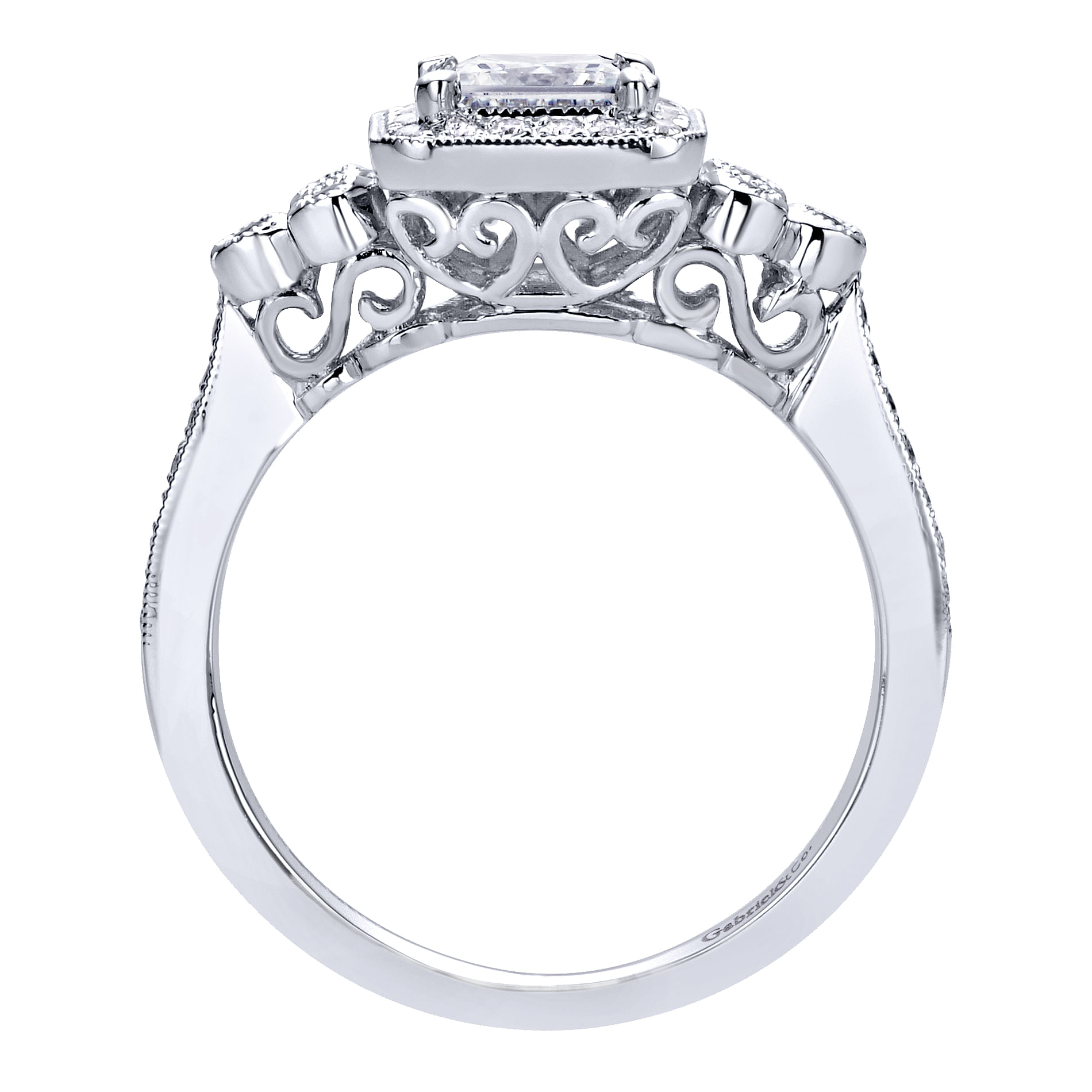 14k White Gold Diamond Halo Engagement Ring angle 2 14k White Gold Diamond Halo Engagement Ring angle 2