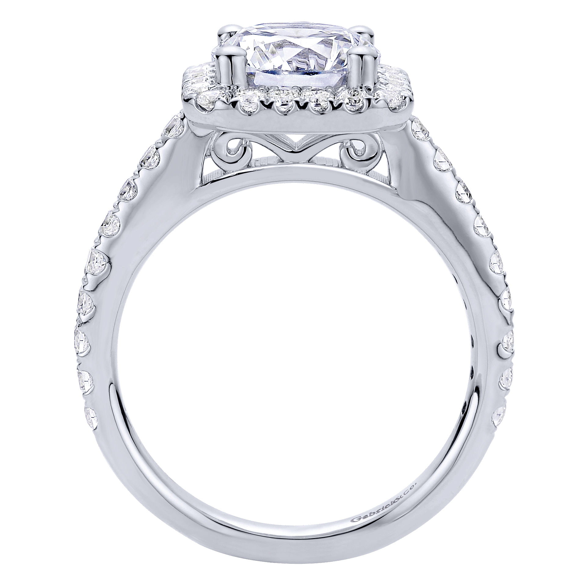 14k White Gold Diamond Halo Engagement Ring angle 2 14k White Gold Diamond Halo Engagement Ring angle 2