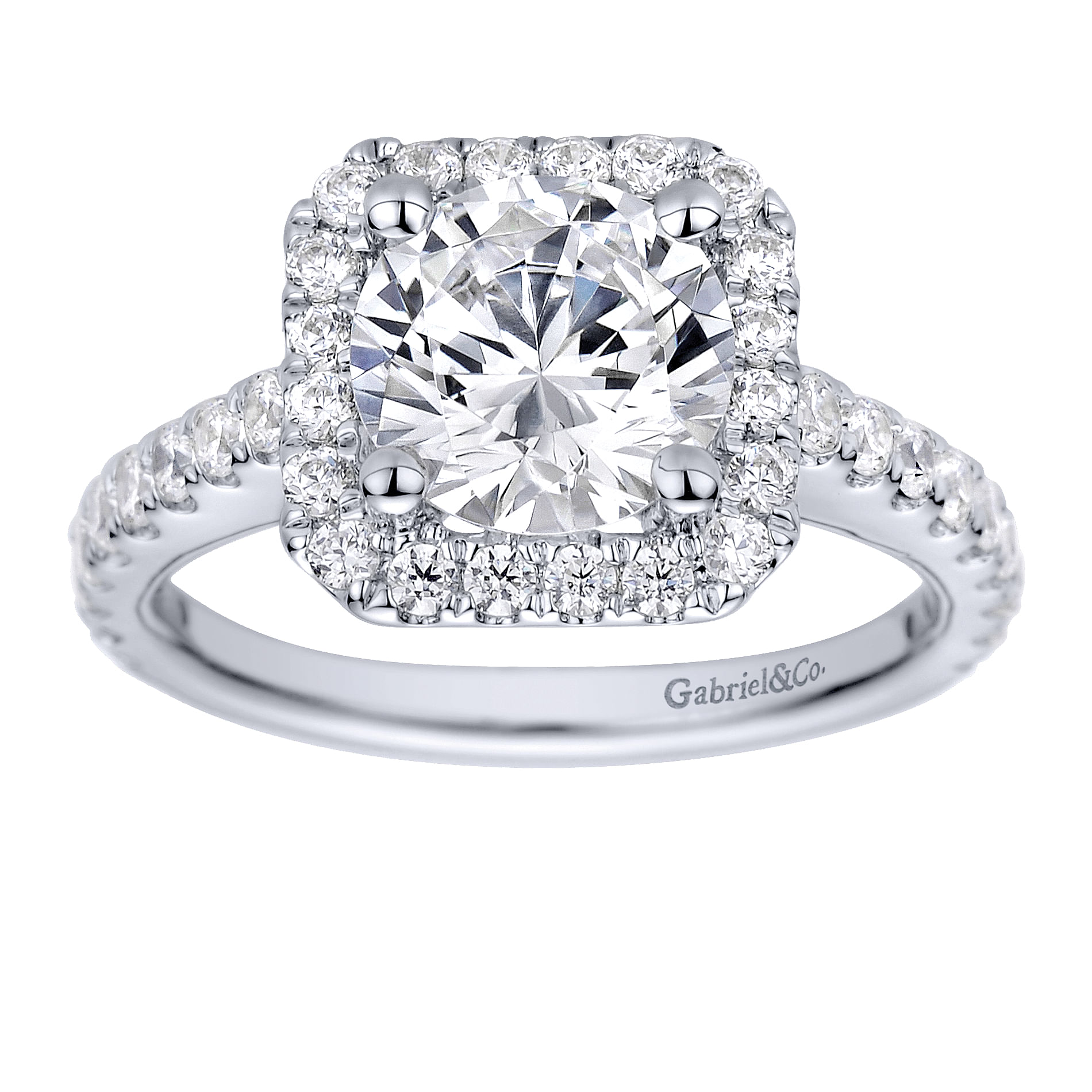 14k White Gold Diamond Halo Engagement Ring angle 5 14k White Gold Diamond Halo Engagement Ring angle 5