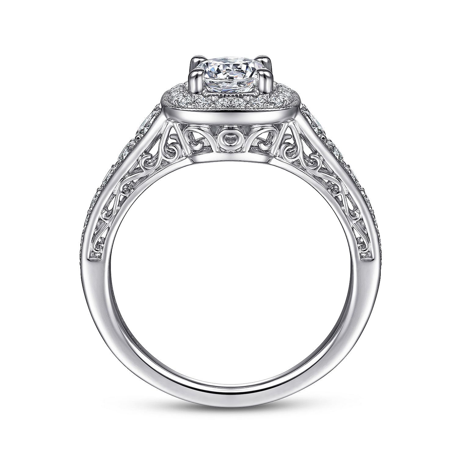 14k White Gold Diamond Halo Engagement Ring angle 2 14k White Gold Diamond Halo Engagement Ring angle 2