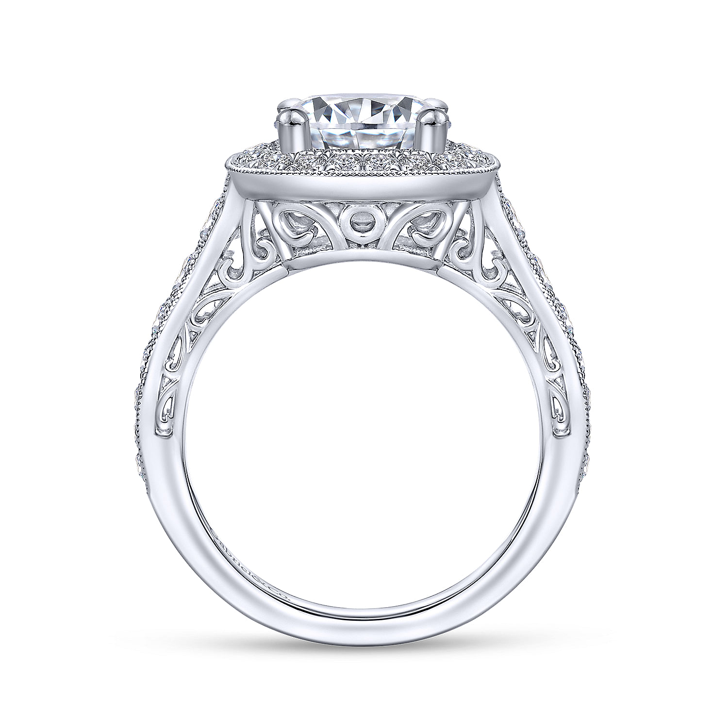 14k White Gold Diamond Halo Engagement Ring angle 2 14k White Gold Diamond Halo Engagement Ring angle 2