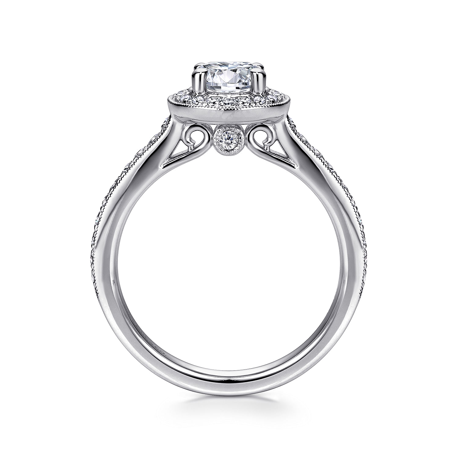 14k White Gold Diamond Halo Engagement Ring angle 2 14k White Gold Diamond Halo Engagement Ring angle 2
