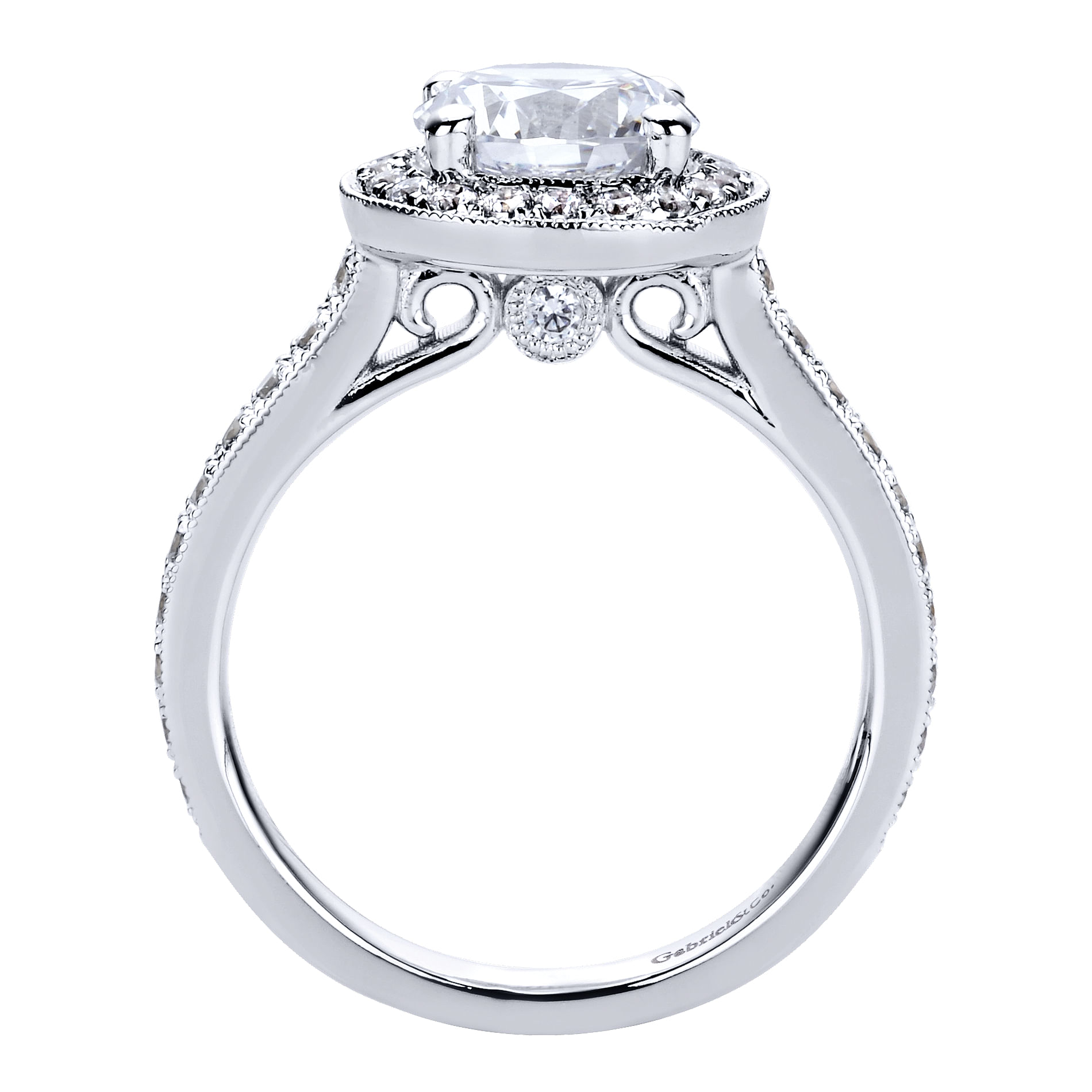 14k White Gold Diamond Halo Engagement Ring angle 2 14k White Gold Diamond Halo Engagement Ring angle 2