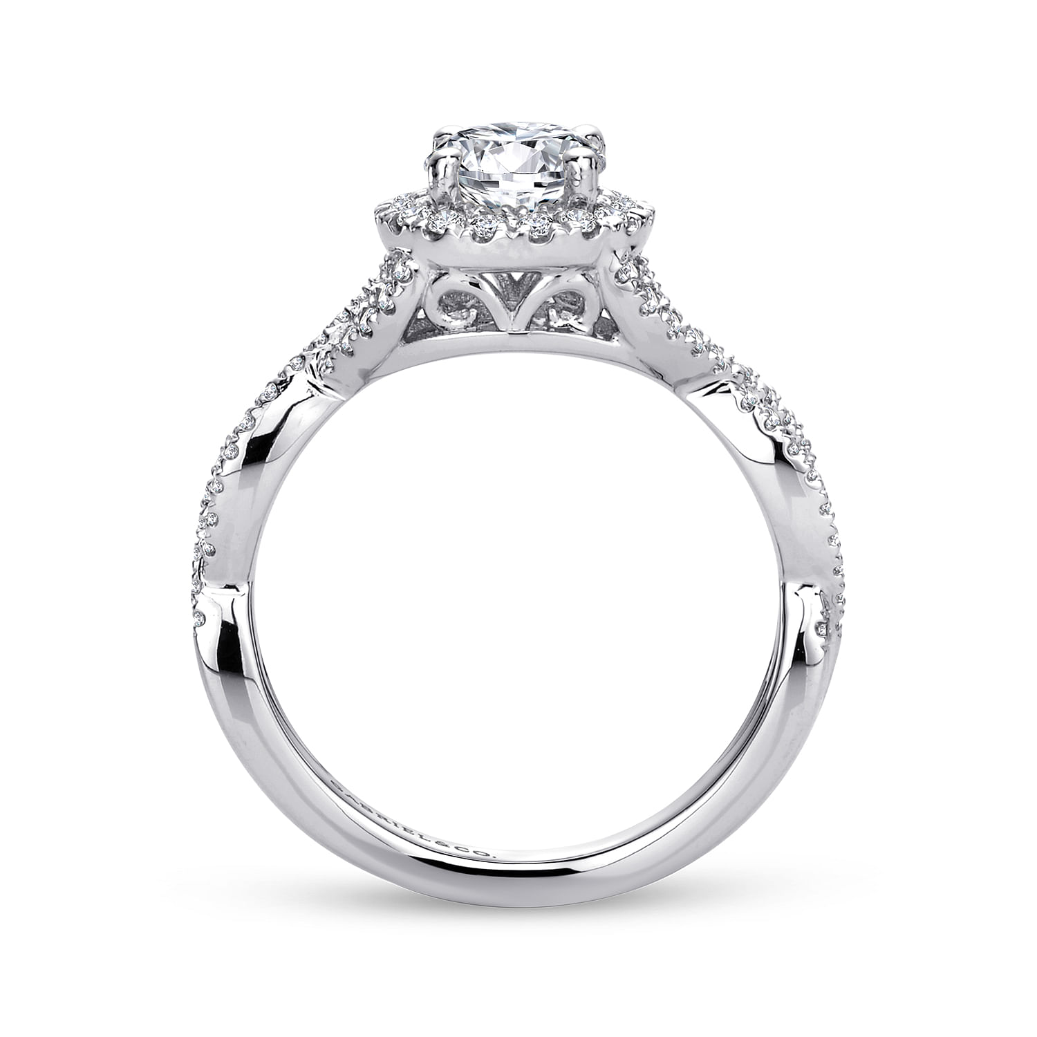 14k White Gold Diamond Halo Engagement Ring angle 2 14k White Gold Diamond Halo Engagement Ring angle 2