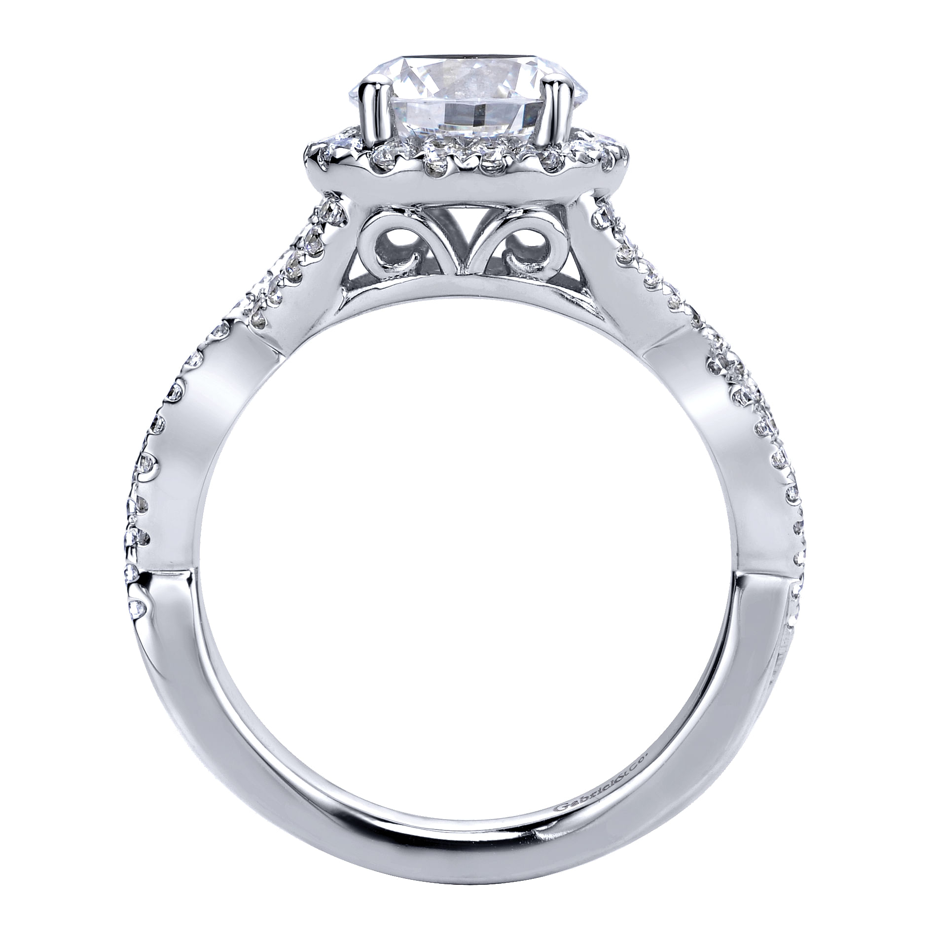 14k White Gold Diamond Halo Engagement Ring angle 2 14k White Gold Diamond Halo Engagement Ring angle 2