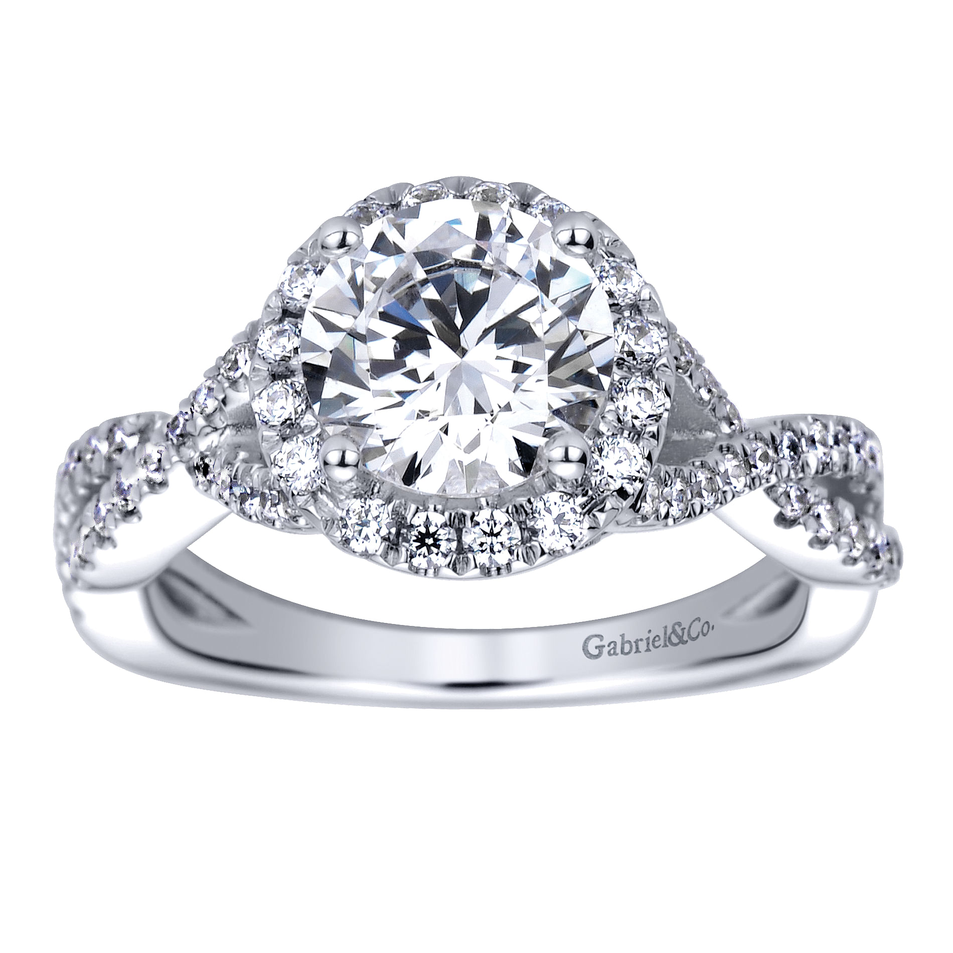 14k White Gold Diamond Halo Engagement Ring angle 5 14k White Gold Diamond Halo Engagement Ring angle 5