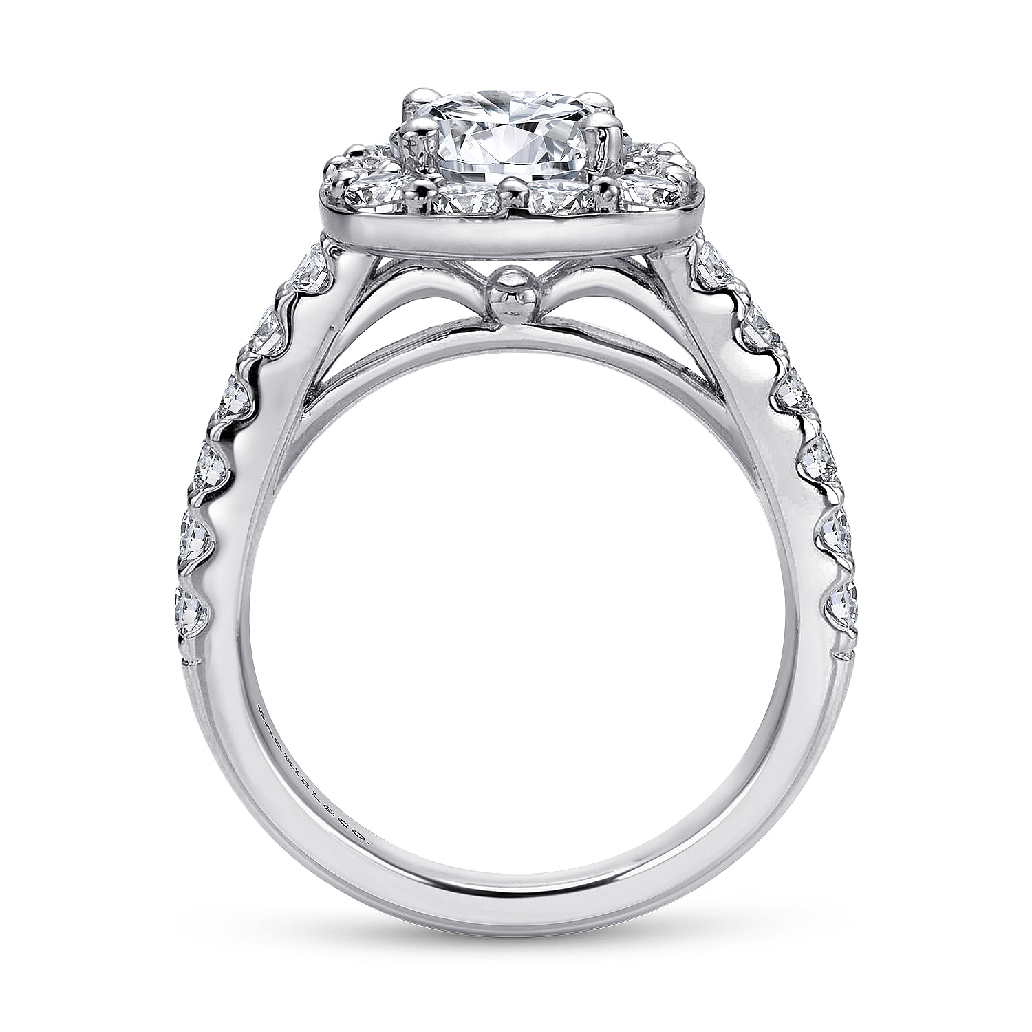 14k White Gold Diamond Halo Engagement Ring angle 2 14k White Gold Diamond Halo Engagement Ring angle 2