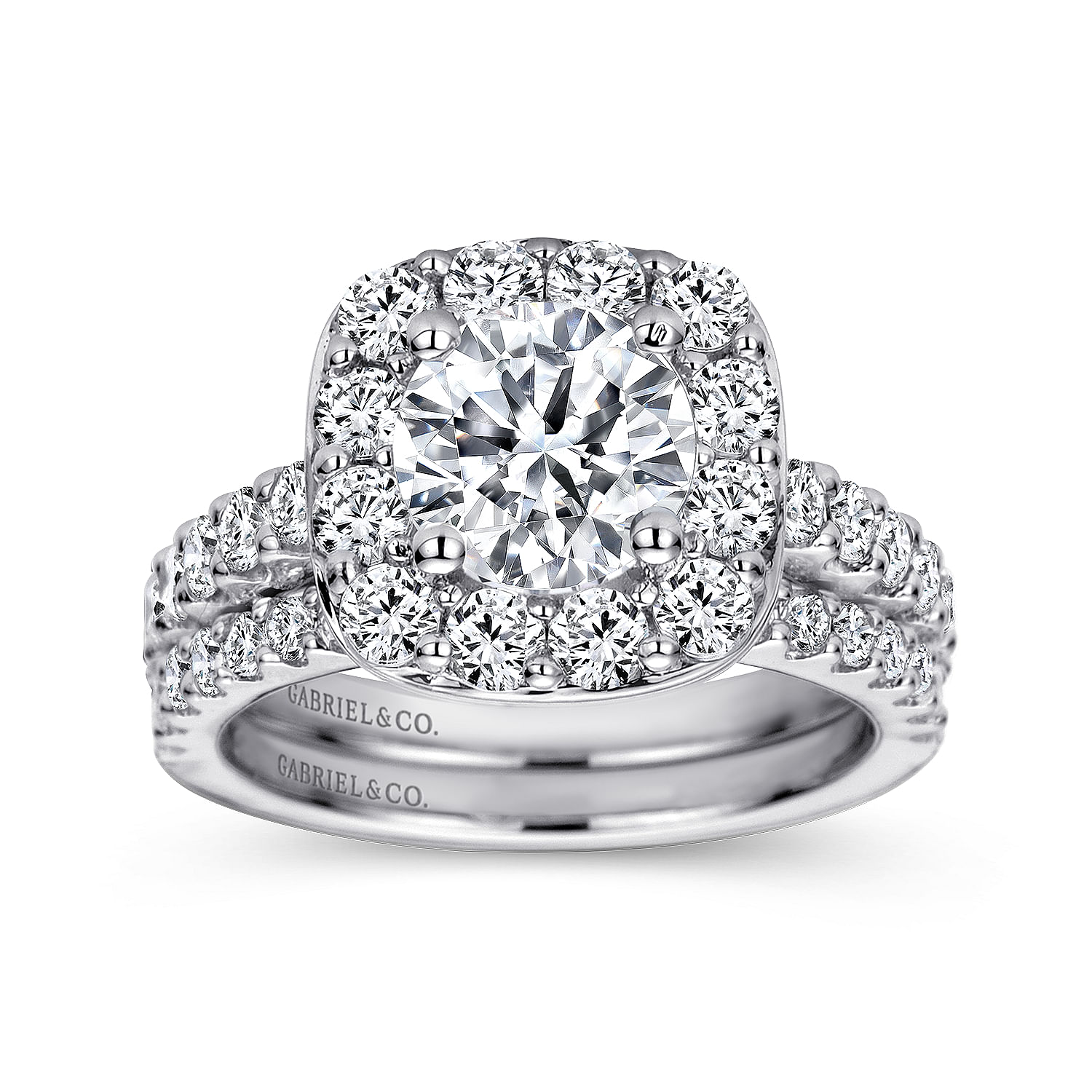 14k White Gold Diamond Halo Engagement Ring angle 4 14k White Gold Diamond Halo Engagement Ring angle 4