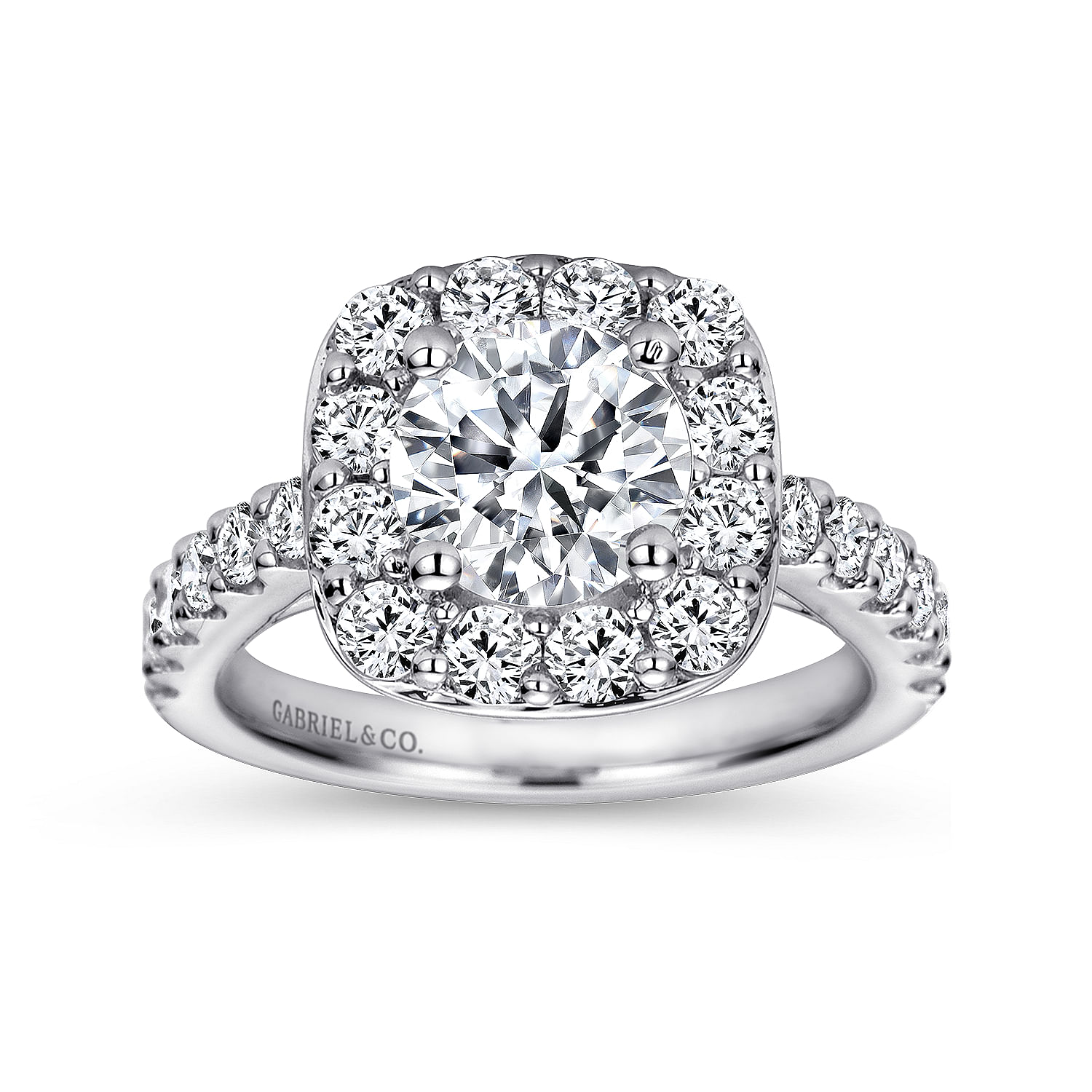14k White Gold Diamond Halo Engagement Ring angle 5 14k White Gold Diamond Halo Engagement Ring angle 5