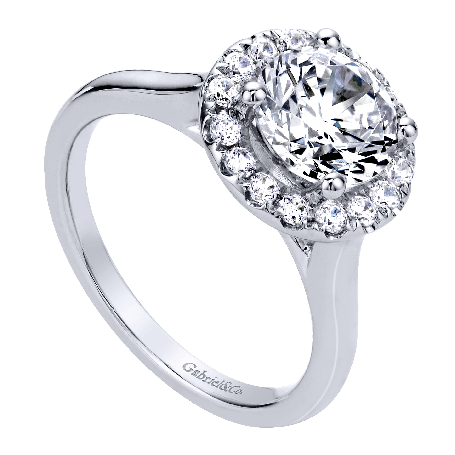 14k White Gold Diamond Halo Engagement Ring angle 3 14k White Gold Diamond Halo Engagement Ring angle 3