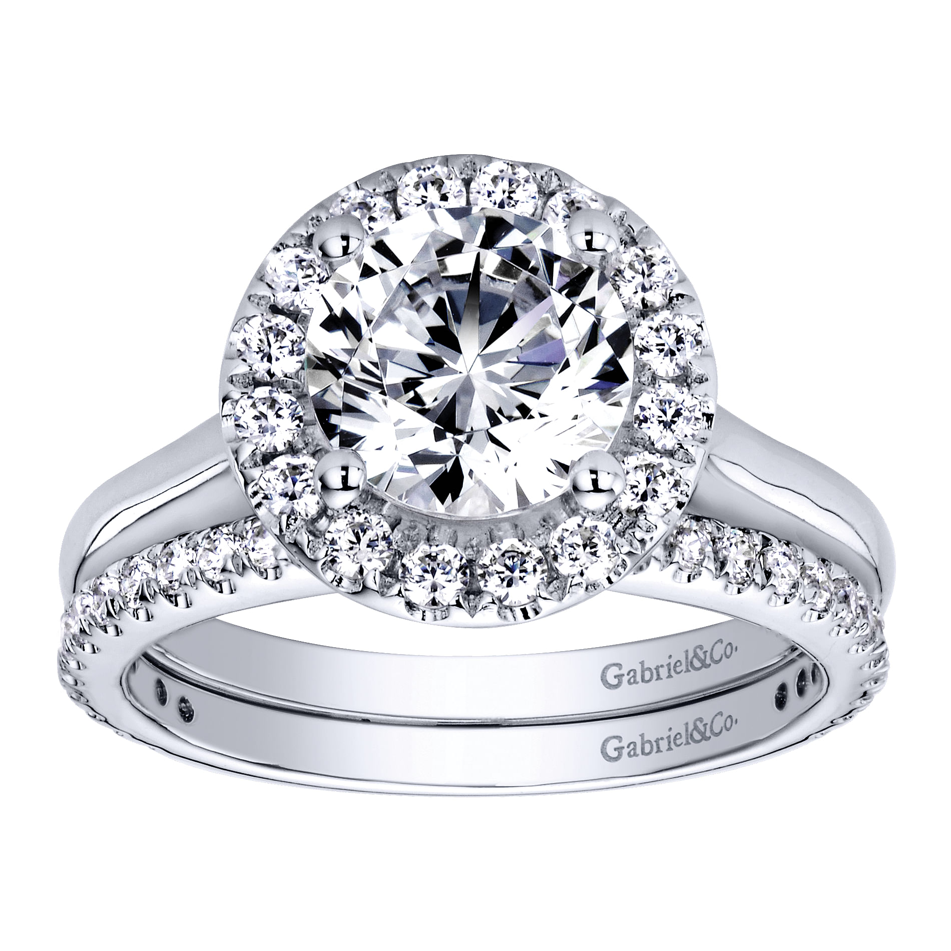 14k White Gold Diamond Halo Engagement Ring angle 4 14k White Gold Diamond Halo Engagement Ring angle 4