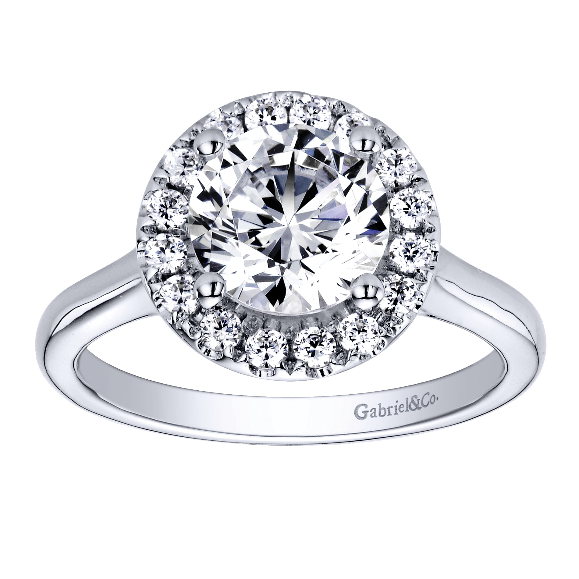 14k White Gold Diamond Halo Engagement Ring angle 5 14k White Gold Diamond Halo Engagement Ring angle 5