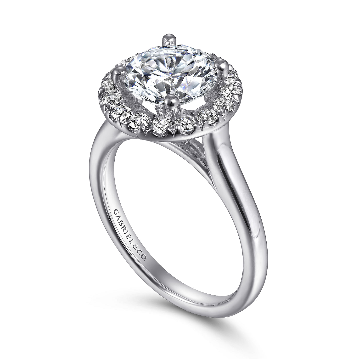 14k White Gold Diamond Halo Engagement Ring angle 3 14k White Gold Diamond Halo Engagement Ring angle 3