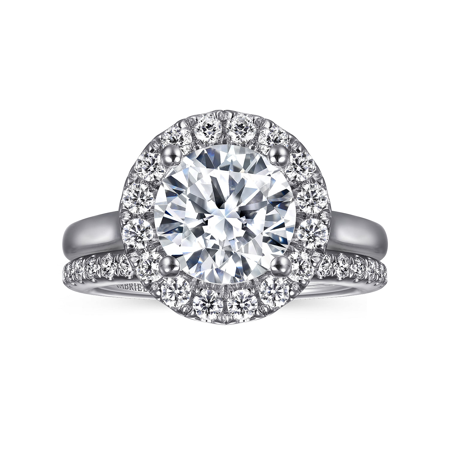14k White Gold Diamond Halo Engagement Ring angle 4 14k White Gold Diamond Halo Engagement Ring angle 4