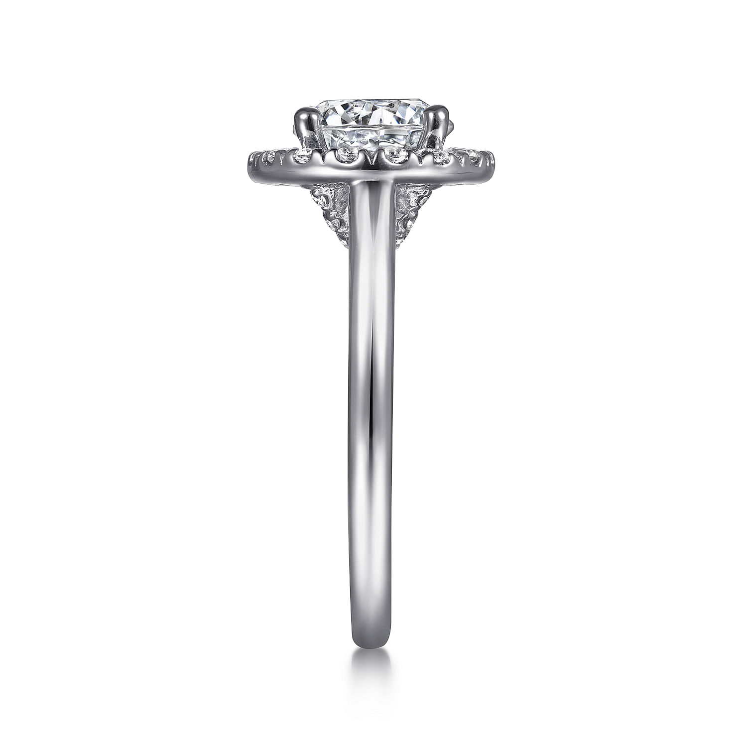 14k White Gold Diamond Halo Engagement Ring angle 5 14k White Gold Diamond Halo Engagement Ring angle 5