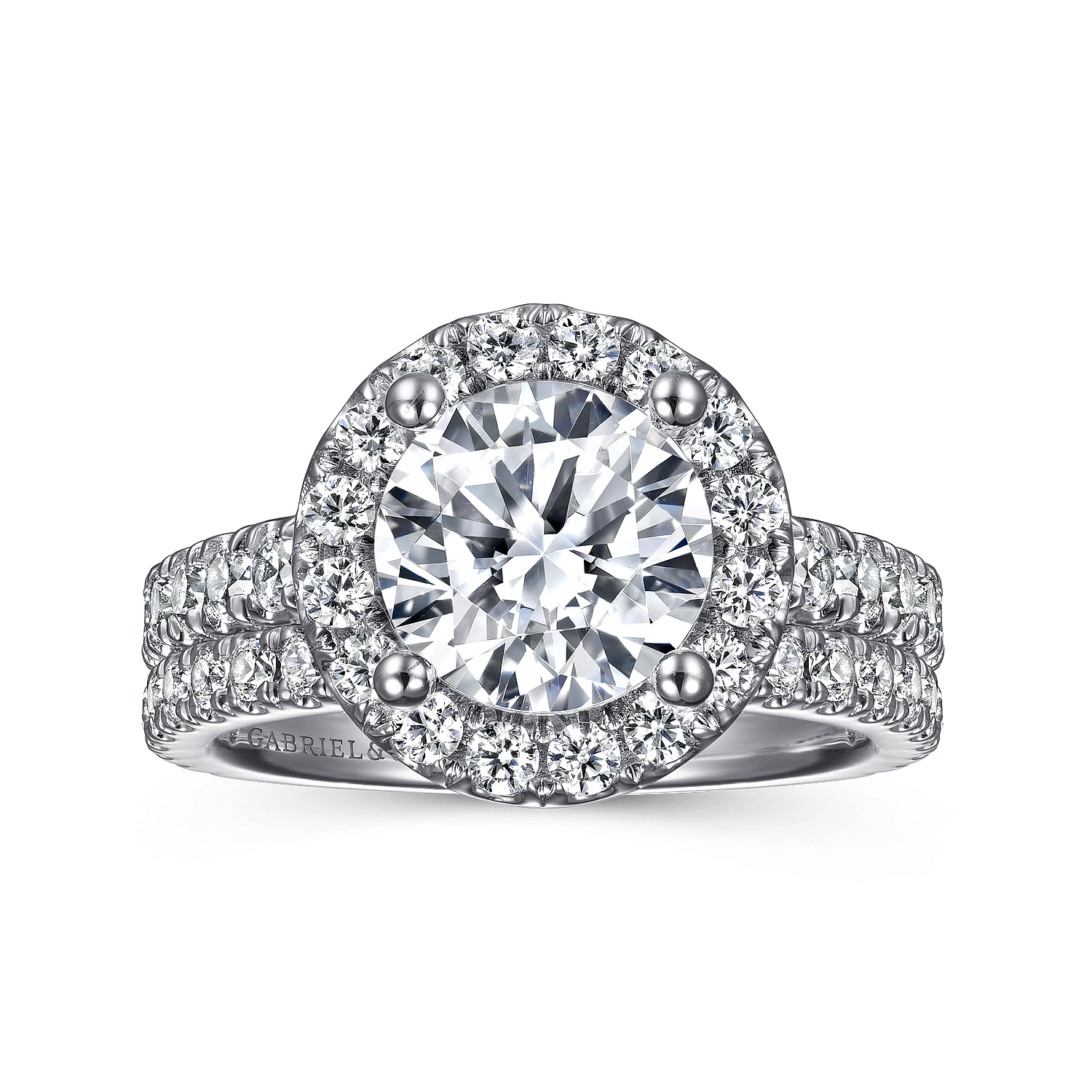 14k White Gold Diamond Halo Engagement Ring angle 4 14k White Gold Diamond Halo Engagement Ring angle 4