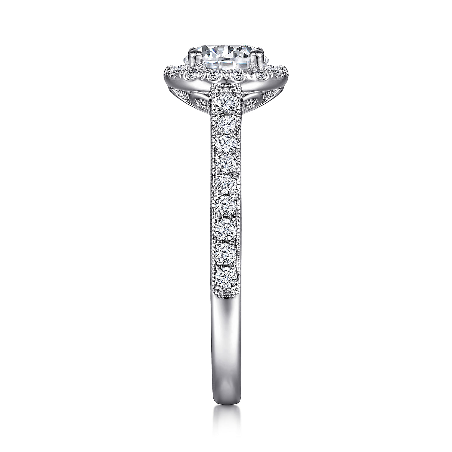 14k White Gold Diamond Halo Engagement Ring angle 5 14k White Gold Diamond Halo Engagement Ring angle 5