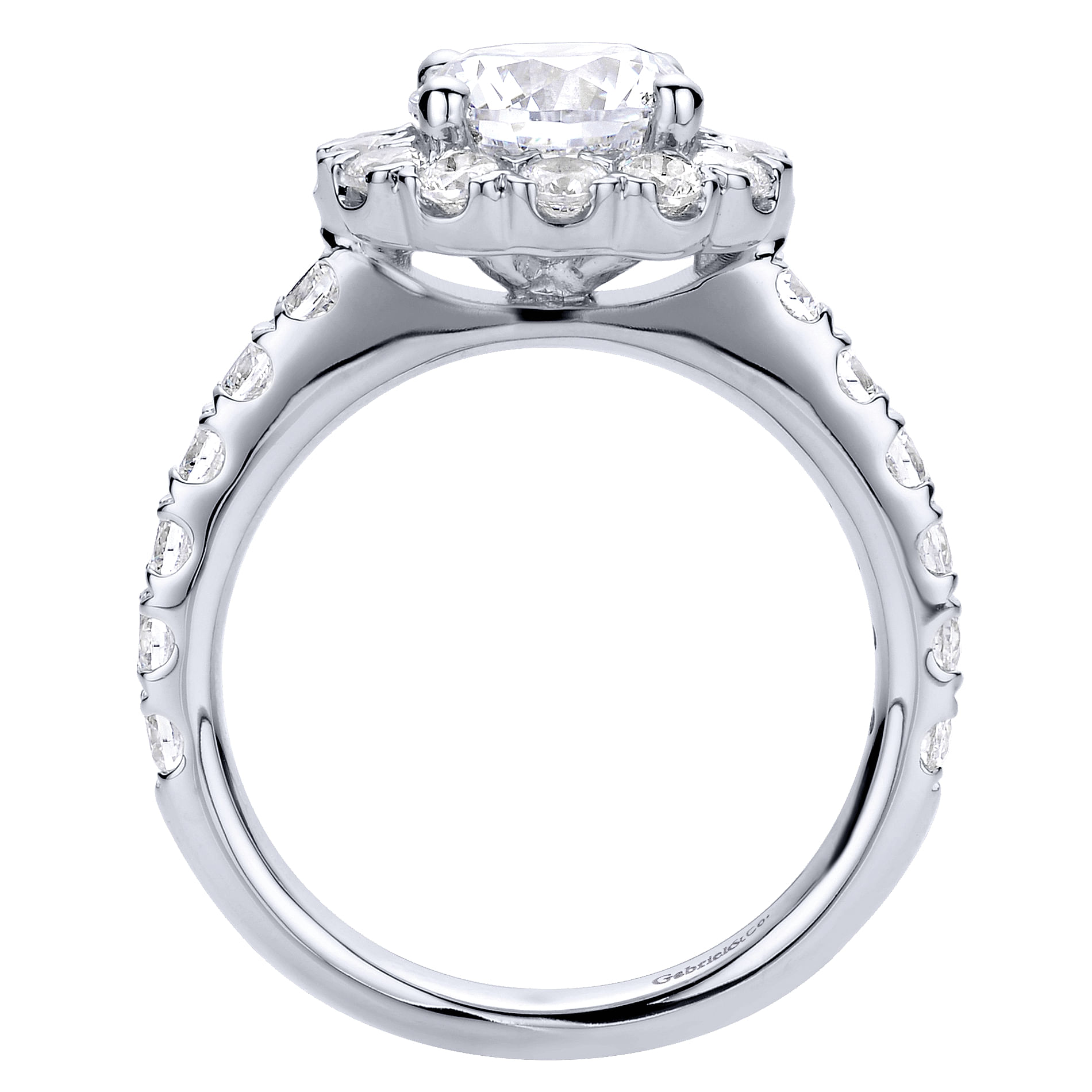 14k White Gold Diamond Halo Engagement Ring angle 2 14k White Gold Diamond Halo Engagement Ring angle 2