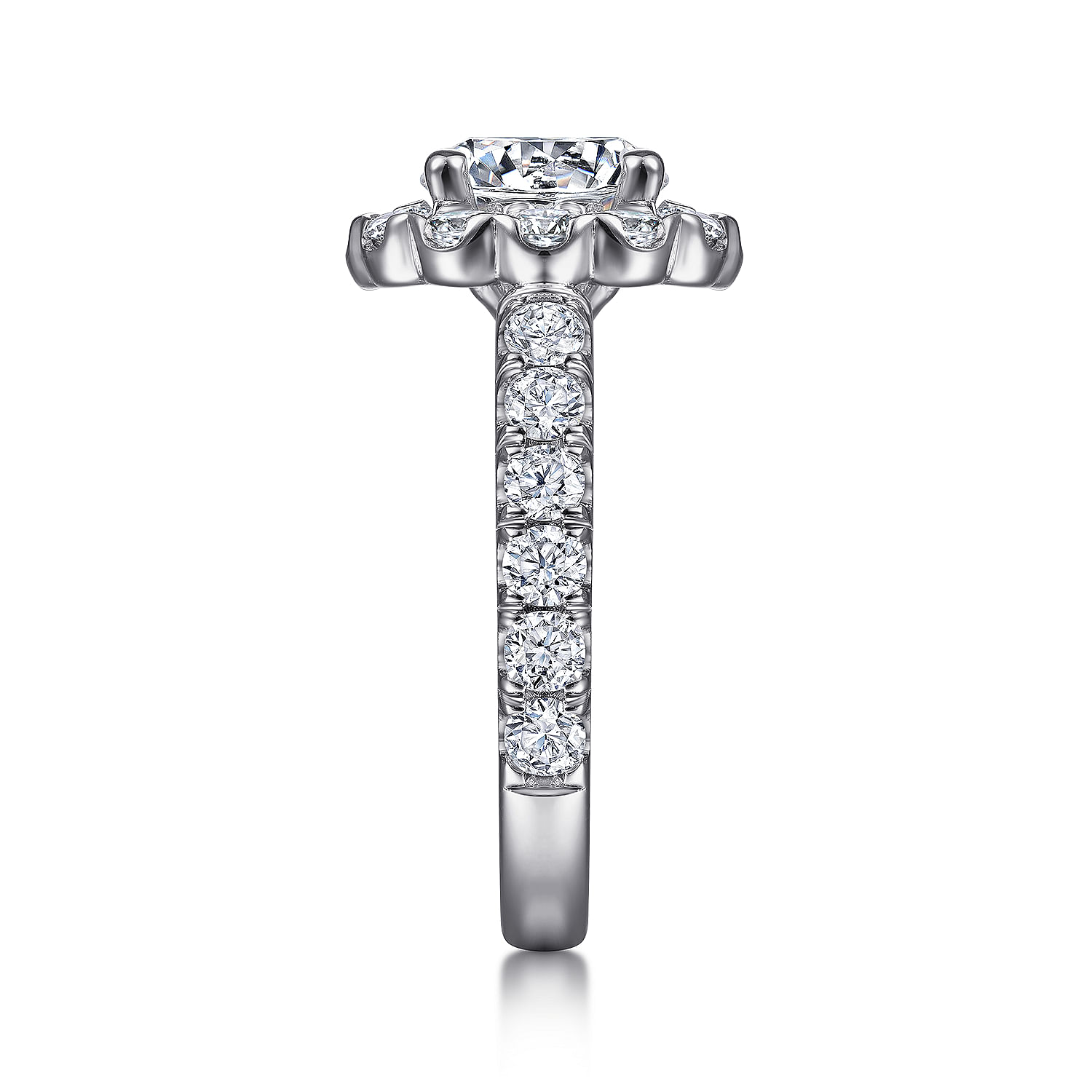 14k White Gold Diamond Halo Engagement Ring angle 5 14k White Gold Diamond Halo Engagement Ring angle 5