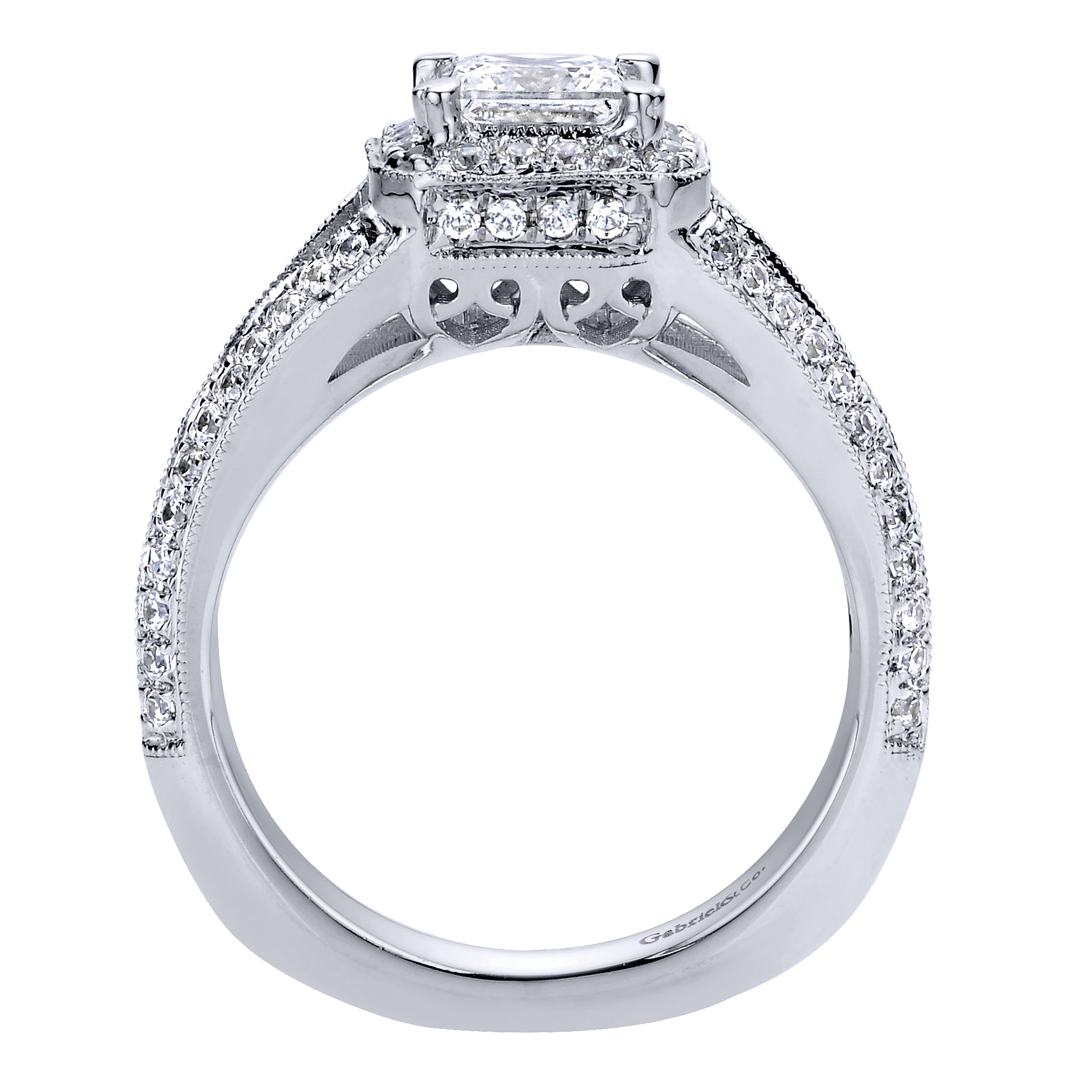 14k White Gold Diamond Halo Engagement Ring angle 2 14k White Gold Diamond Halo Engagement Ring angle 2