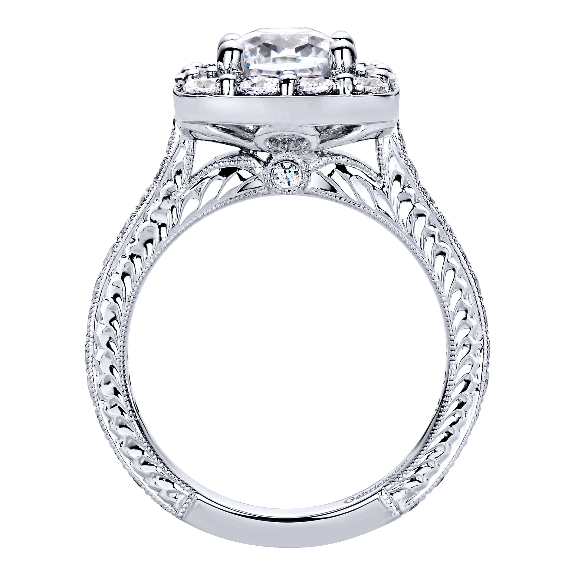 14k White Gold Diamond Halo Engagement Ring angle 2 14k White Gold Diamond Halo Engagement Ring angle 2