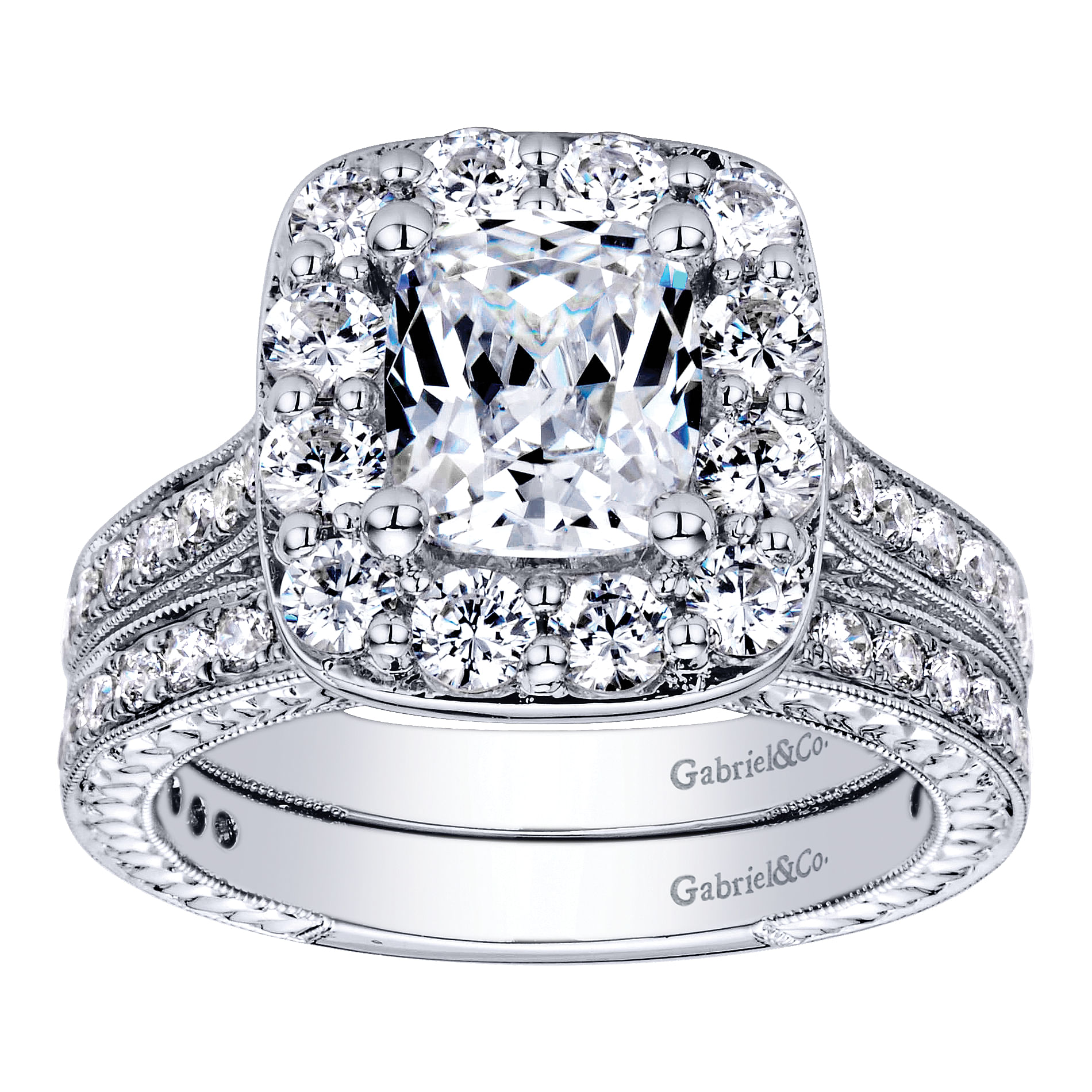 14k White Gold Diamond Halo Engagement Ring angle 4 14k White Gold Diamond Halo Engagement Ring angle 4