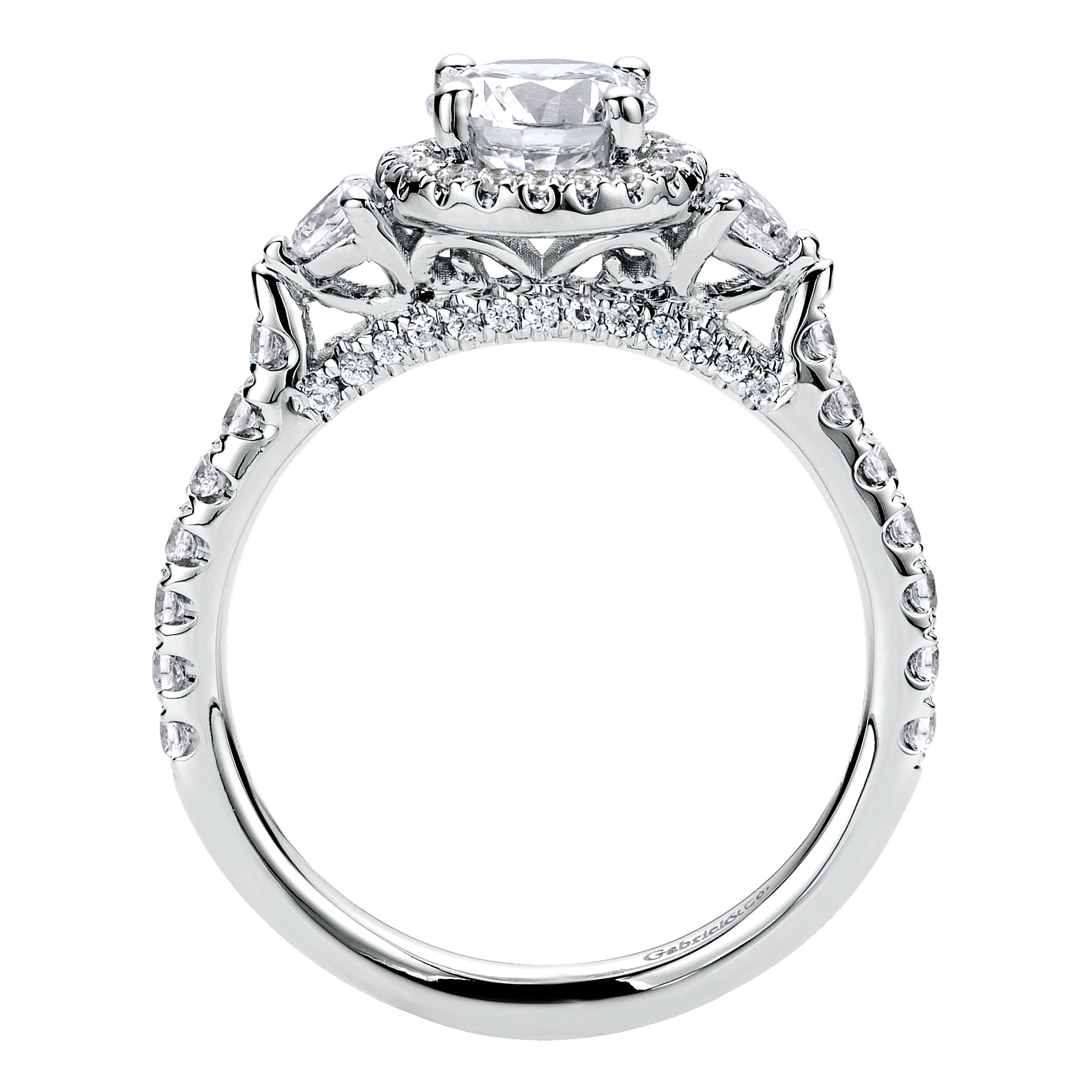 14k White Gold Diamond Halo Engagement Ring angle 2 14k White Gold Diamond Halo Engagement Ring angle 2