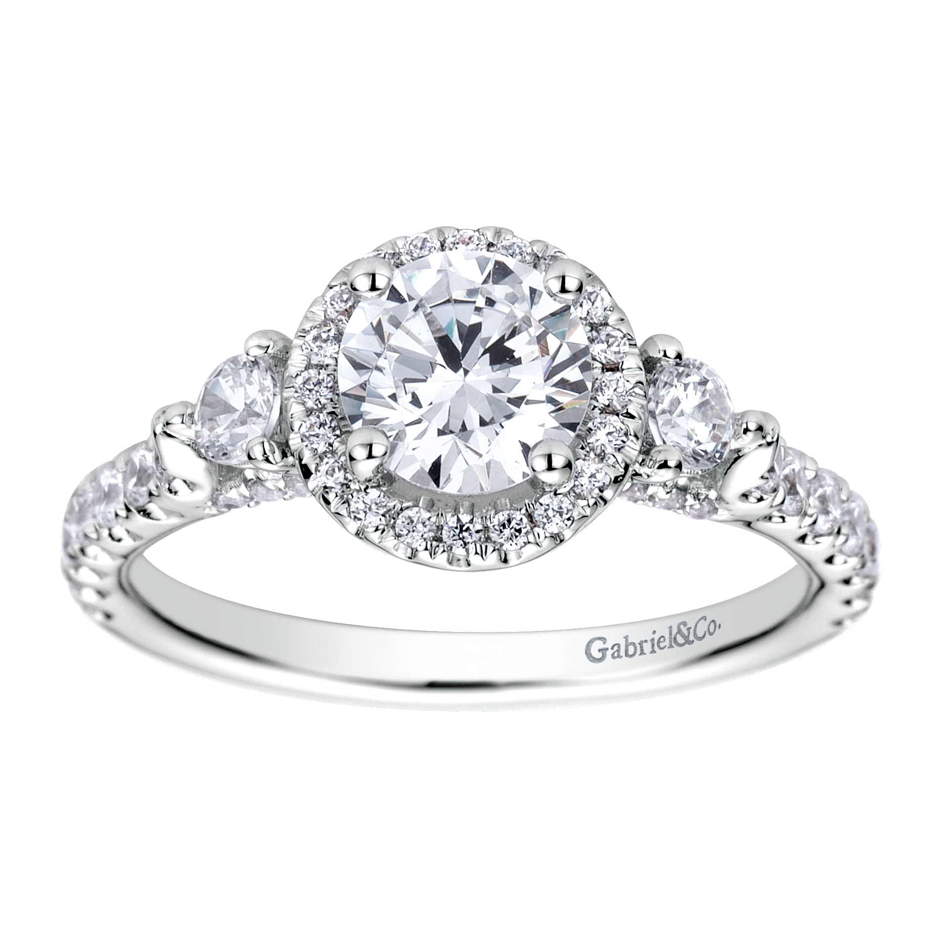 14k White Gold Diamond Halo Engagement Ring angle 5 14k White Gold Diamond Halo Engagement Ring angle 5