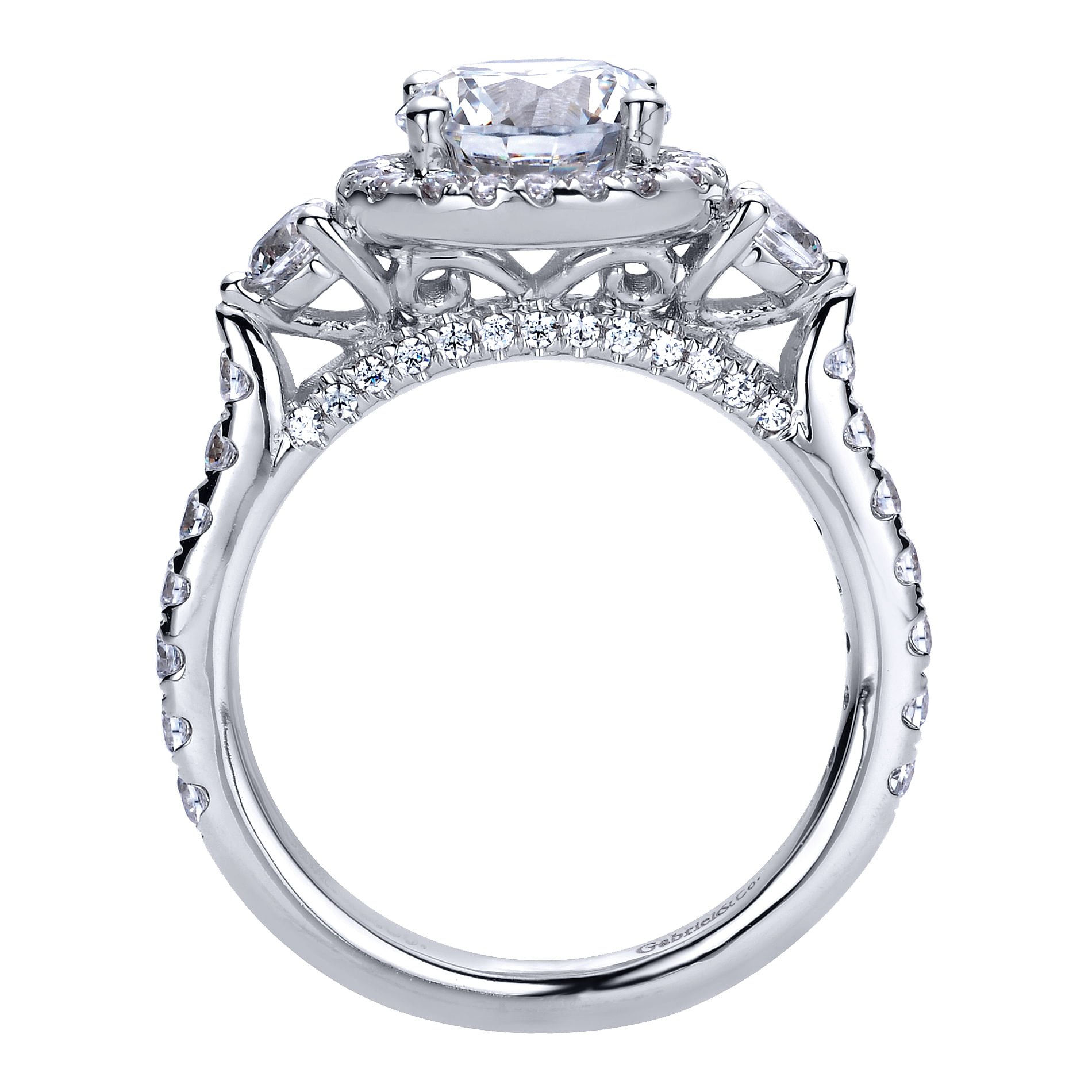 14k White Gold Diamond Halo Engagement Ring angle 2 14k White Gold Diamond Halo Engagement Ring angle 2