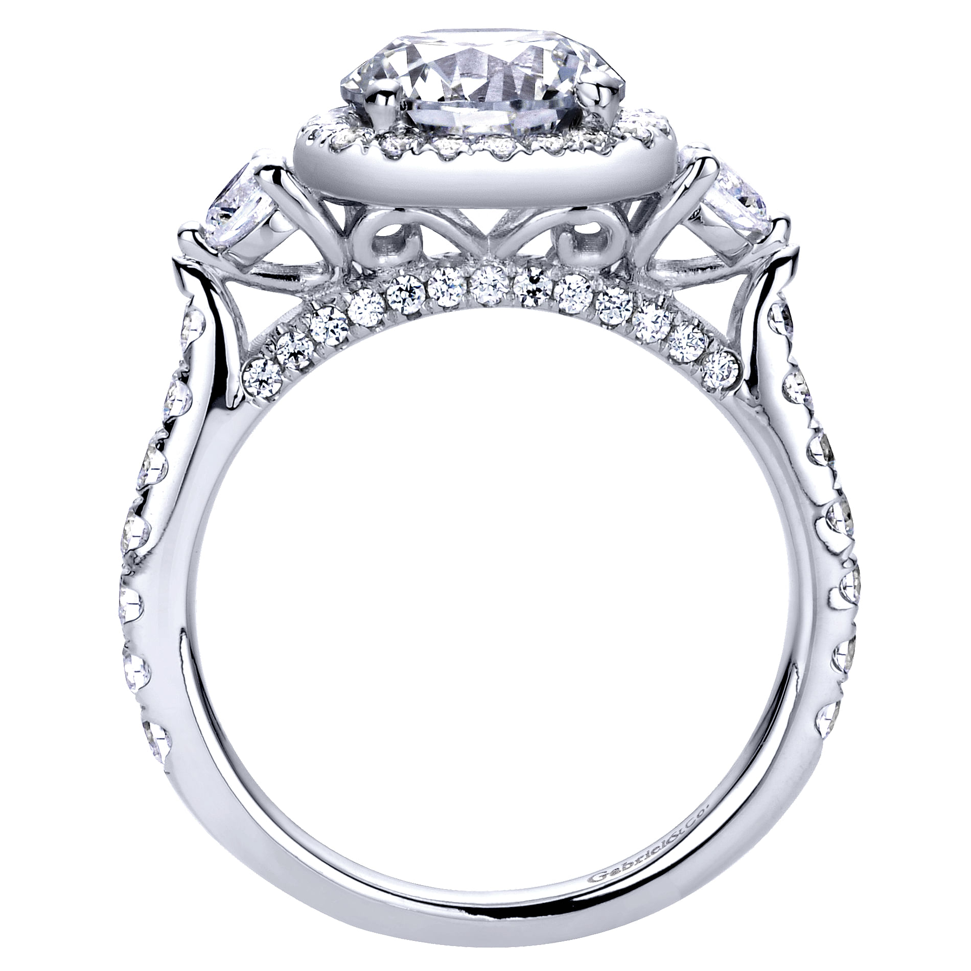 14k White Gold Diamond Halo Engagement Ring angle 2 14k White Gold Diamond Halo Engagement Ring angle 2