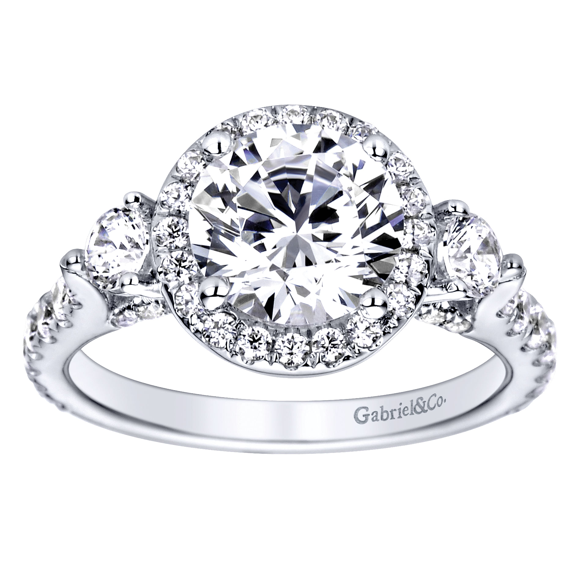 14k White Gold Diamond Halo Engagement Ring angle 5 14k White Gold Diamond Halo Engagement Ring angle 5