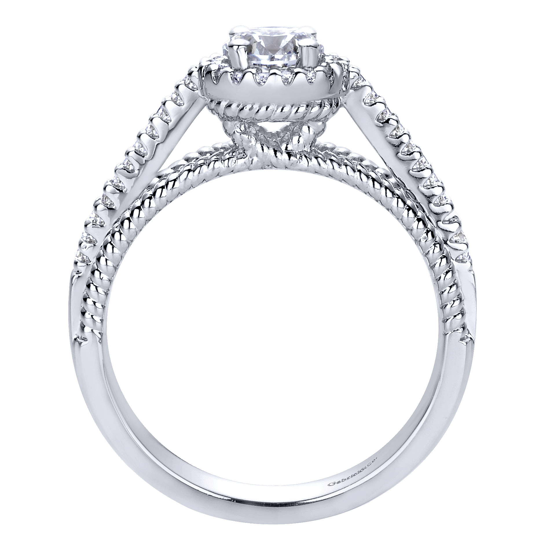 14k White Gold Diamond Halo Engagement Ring angle 2 14k White Gold Diamond Halo Engagement Ring angle 2