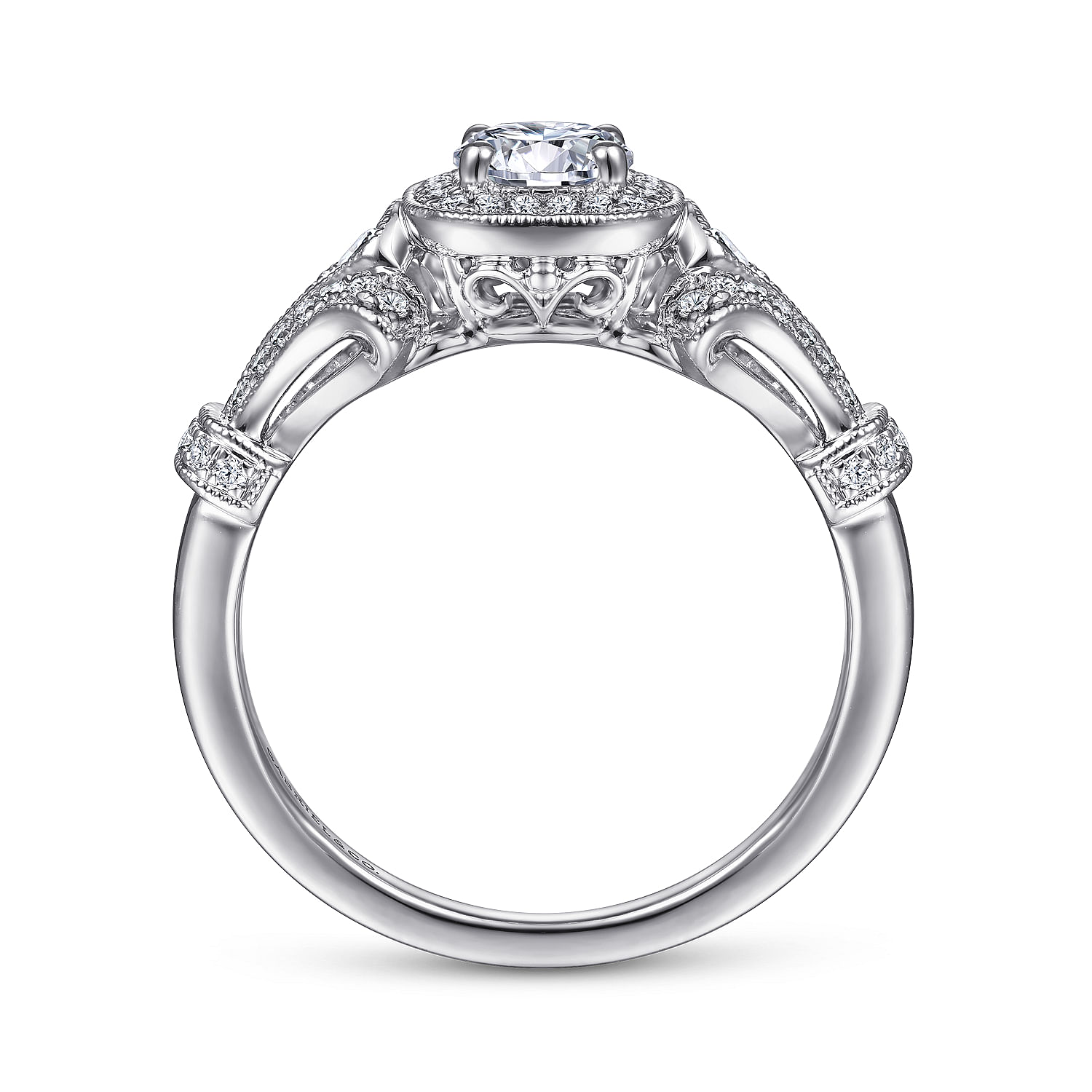 14k White Gold Diamond Halo Engagement Ring angle 2 14k White Gold Diamond Halo Engagement Ring angle 2