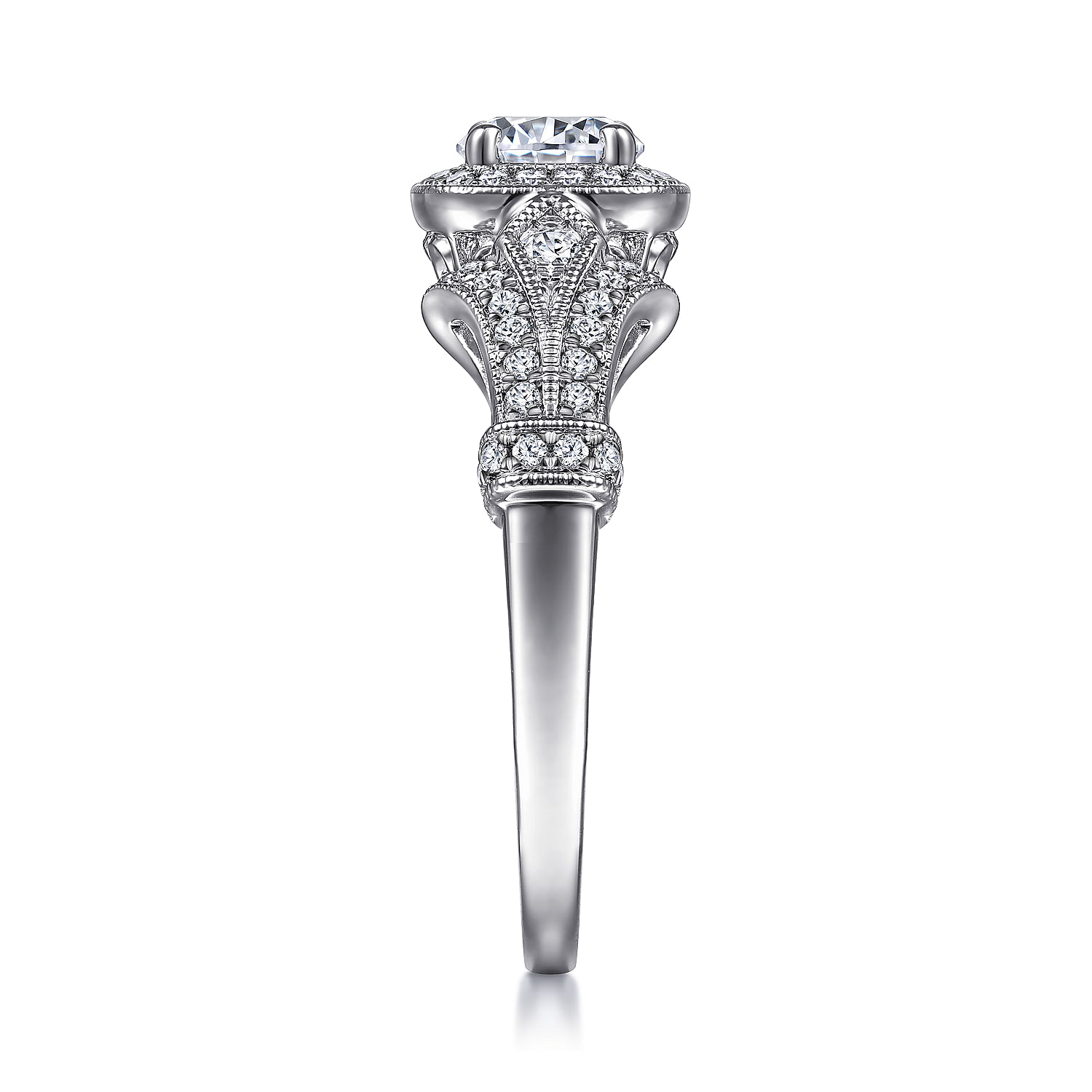 14k White Gold Diamond Halo Engagement Ring angle 5 14k White Gold Diamond Halo Engagement Ring angle 5