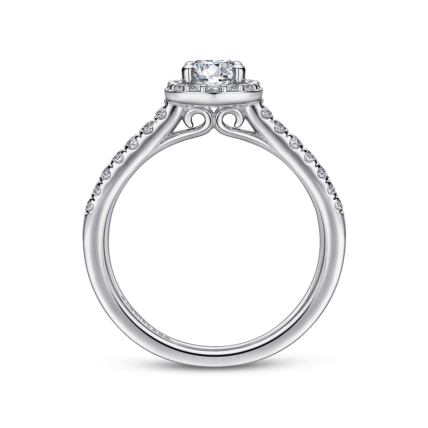 14k White Gold Diamond Halo Engagement Ring angle 2 14k White Gold Diamond Halo Engagement Ring angle 2
