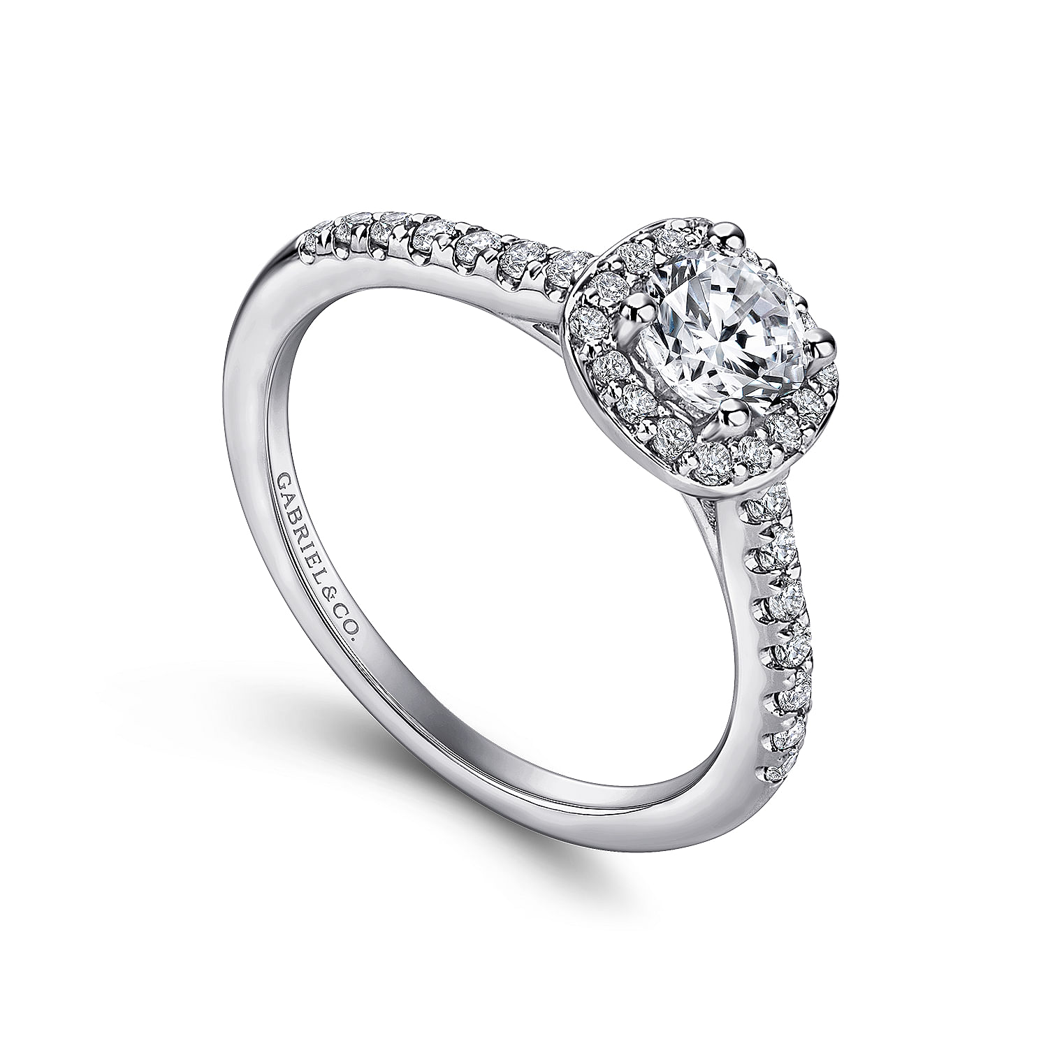 14k White Gold Diamond Halo Engagement Ring angle 3 14k White Gold Diamond Halo Engagement Ring angle 3