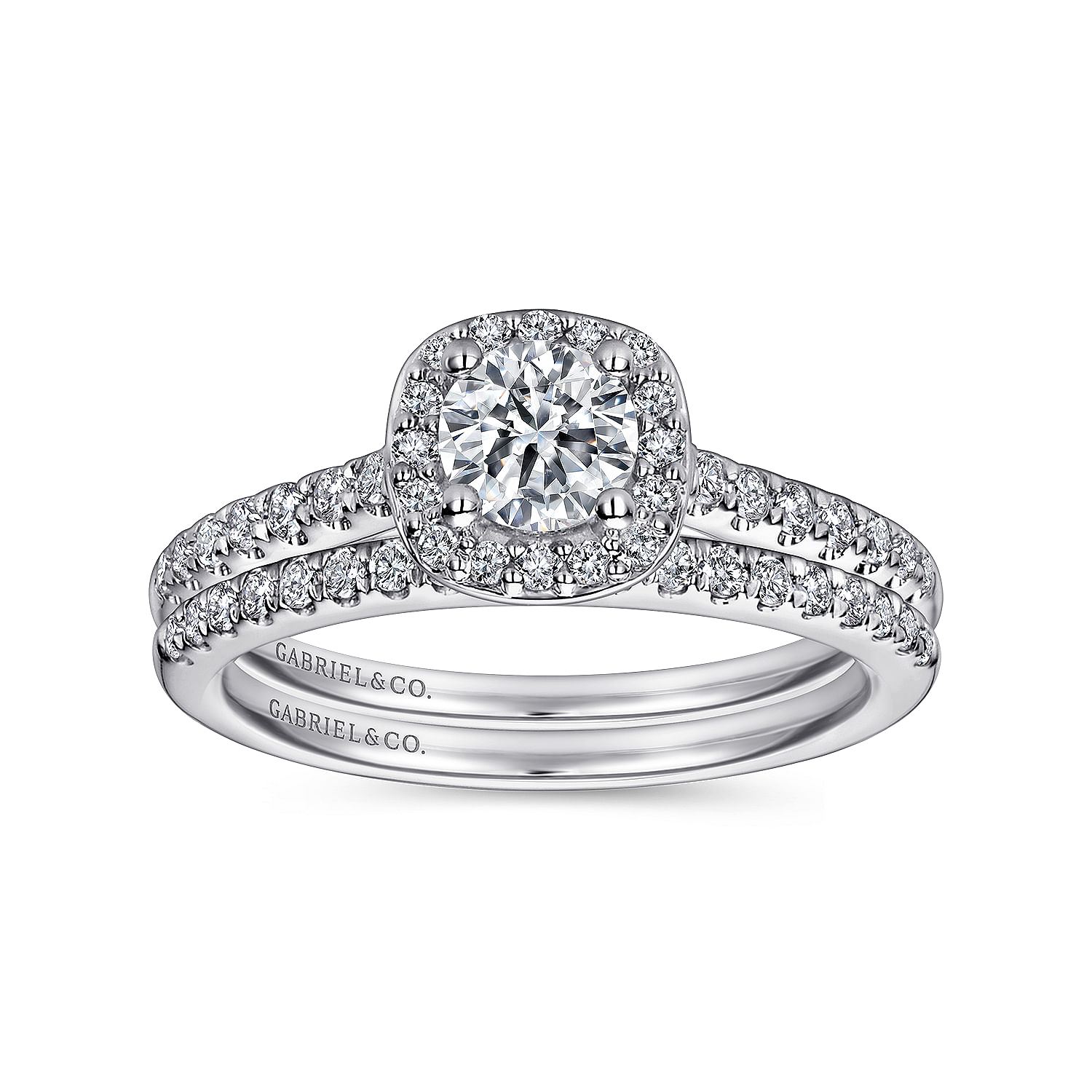 14k White Gold Diamond Halo Engagement Ring angle 4 14k White Gold Diamond Halo Engagement Ring angle 4