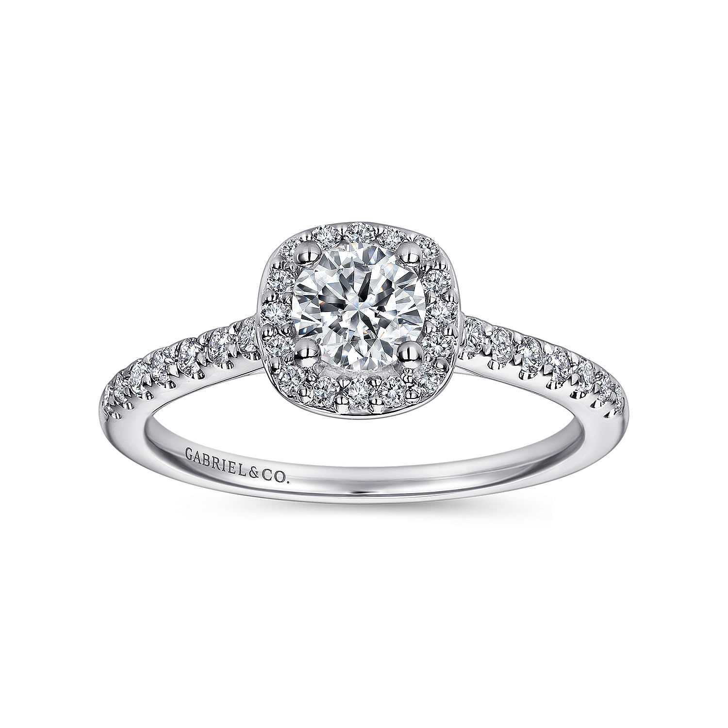 14k White Gold Diamond Halo Engagement Ring angle 5 14k White Gold Diamond Halo Engagement Ring angle 5