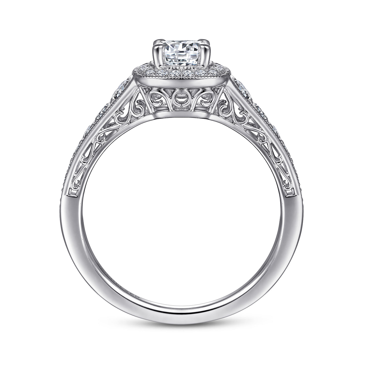 14k White Gold Diamond Halo Engagement Ring angle 2 14k White Gold Diamond Halo Engagement Ring angle 2