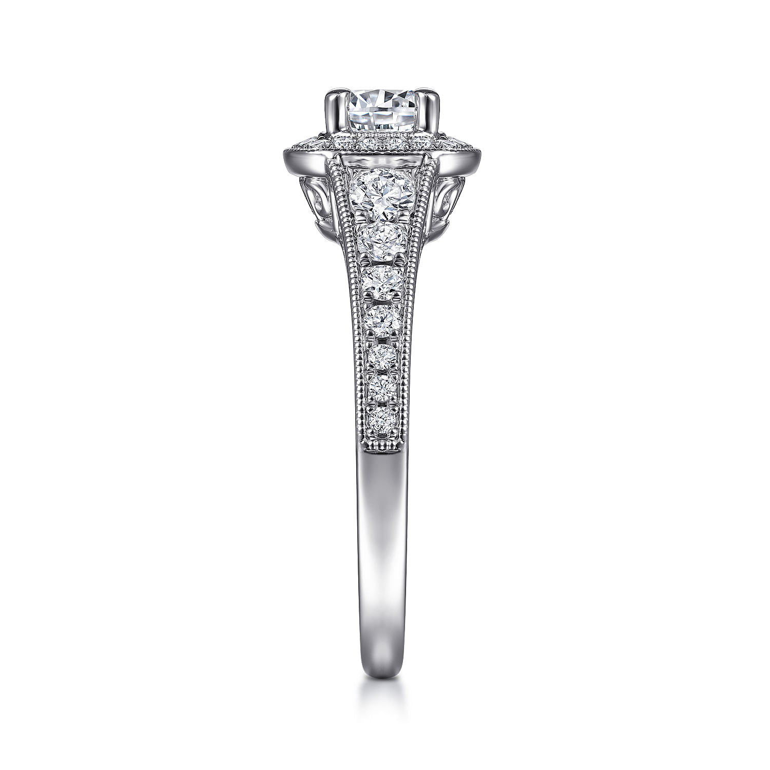 14k White Gold Diamond Halo Engagement Ring angle 5 14k White Gold Diamond Halo Engagement Ring angle 5