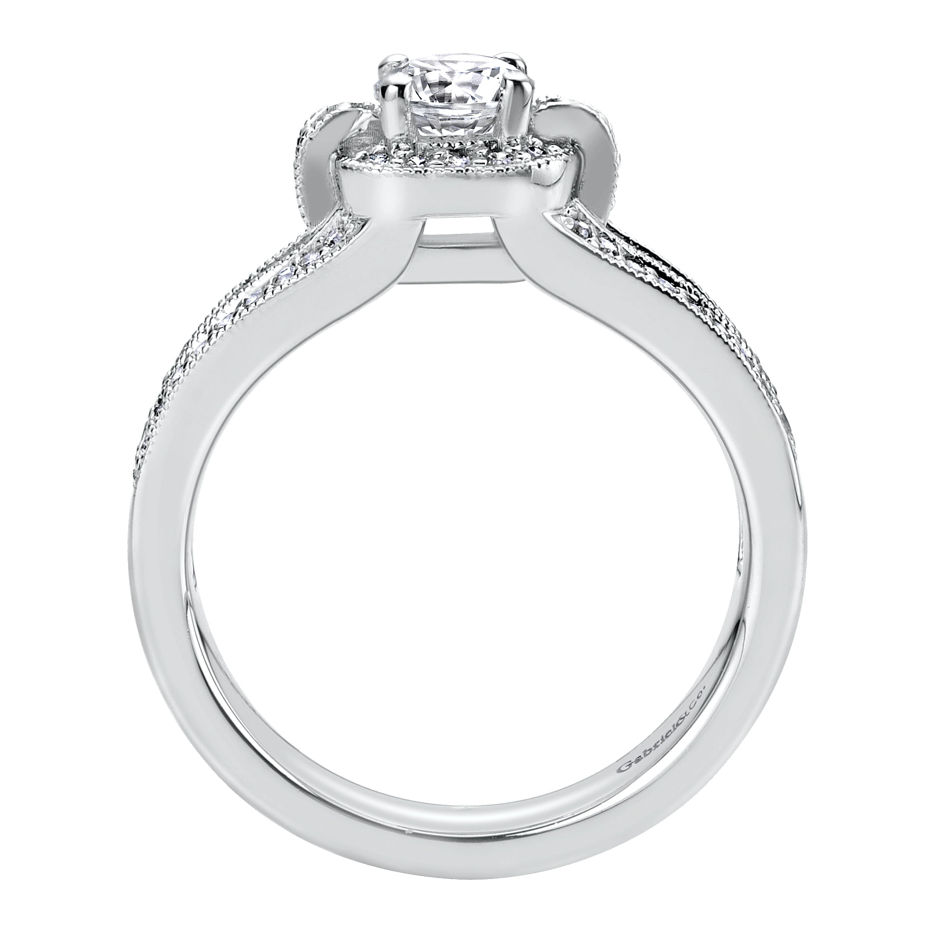 14k White Gold Diamond Halo Engagement Ring angle 2 14k White Gold Diamond Halo Engagement Ring angle 2