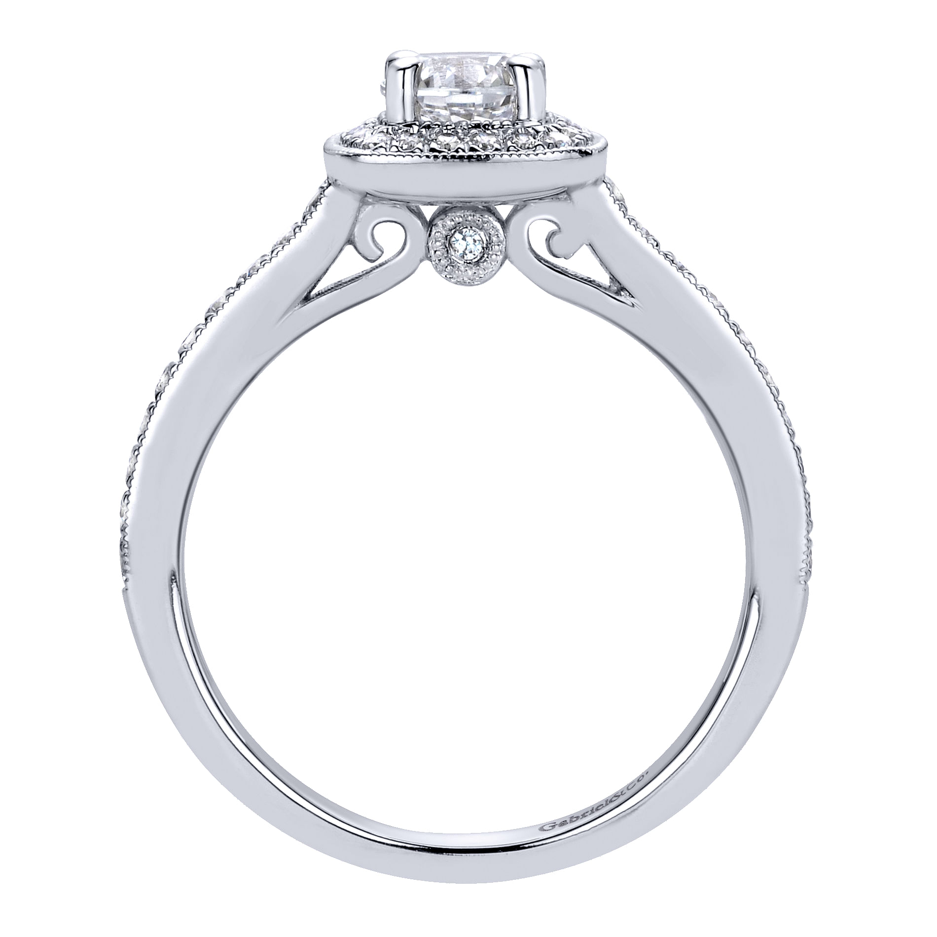 14k White Gold Diamond Halo Engagement Ring angle 2 14k White Gold Diamond Halo Engagement Ring angle 2
