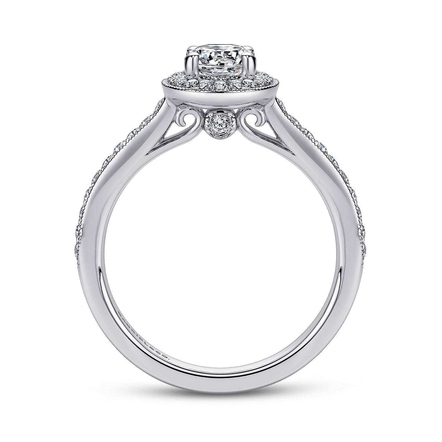 14k White Gold Diamond Halo Engagement Ring angle 2 14k White Gold Diamond Halo Engagement Ring angle 2