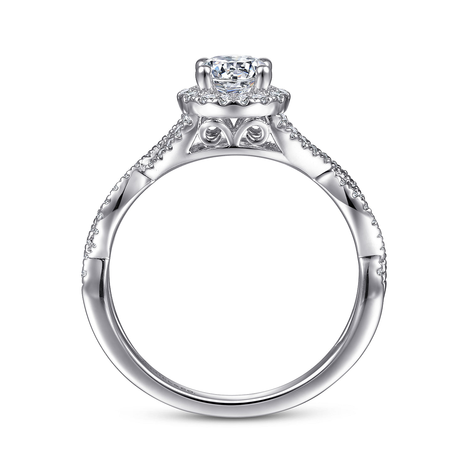 14k White Gold Diamond Halo Engagement Ring angle 2 14k White Gold Diamond Halo Engagement Ring angle 2